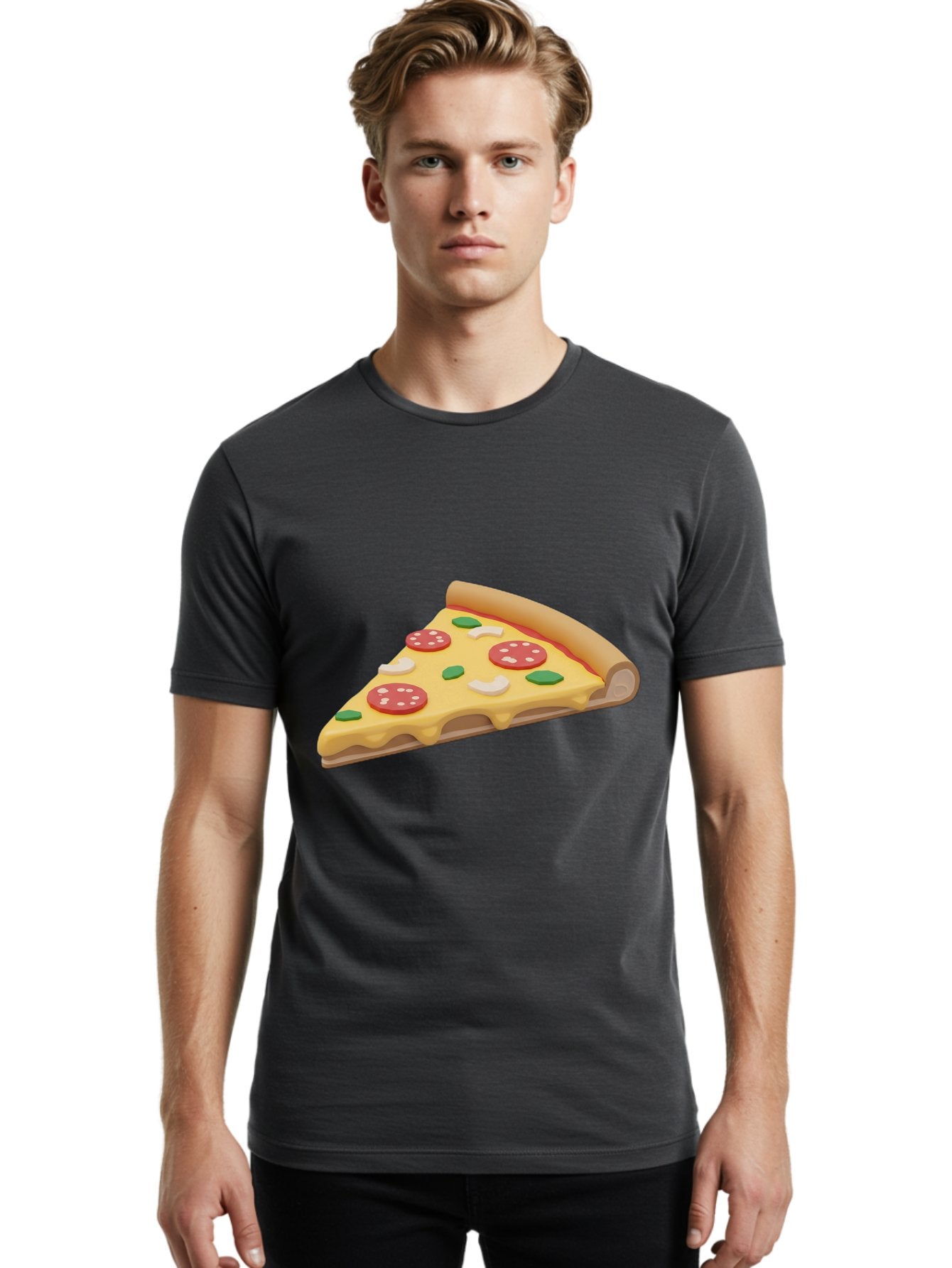 Pizza-Slice-5 Men'S Graphic Tee, 100% Cotton, Comfortable Casual Summer Wear, Machine Washable, Pizza Slice, Pepperoni Pizza, Melted Cheese, Green Peppers, White Onions, Italian Food, Dinner Ideas, Food Graphics, 3D Illustration, Pizza Topping Bac299 18