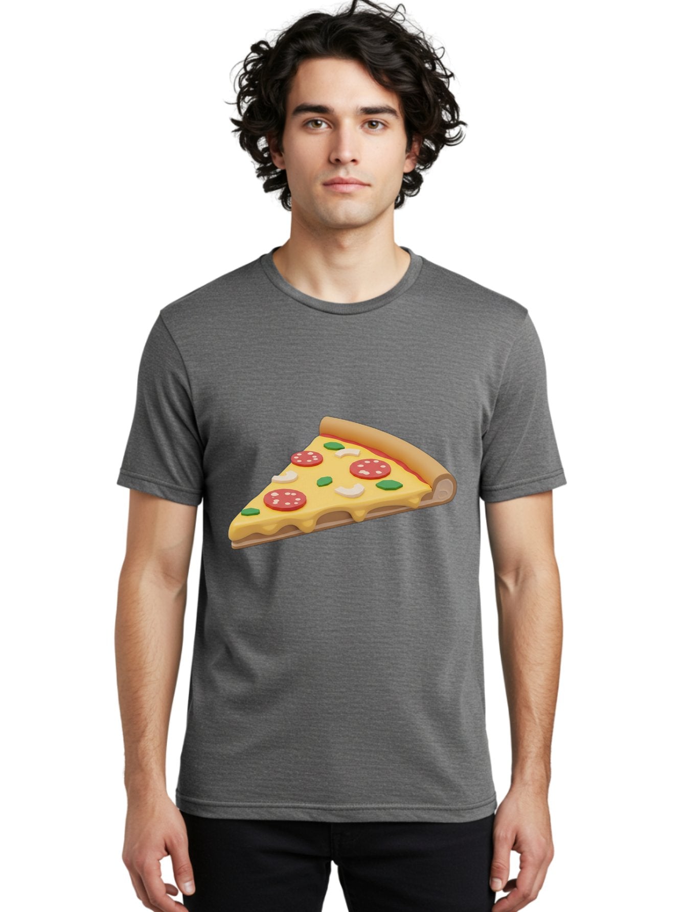 Pizza-Slice-5 Men'S Graphic Tee, 100% Cotton, Comfortable Casual Summer Wear, Machine Washable, Pizza Slice, Pepperoni Pizza, Melted Cheese, Green Peppers, White Onions, Italian Food, Dinner Ideas, Food Graphics, 3D Illustration, Pizza Topping Bac299 25