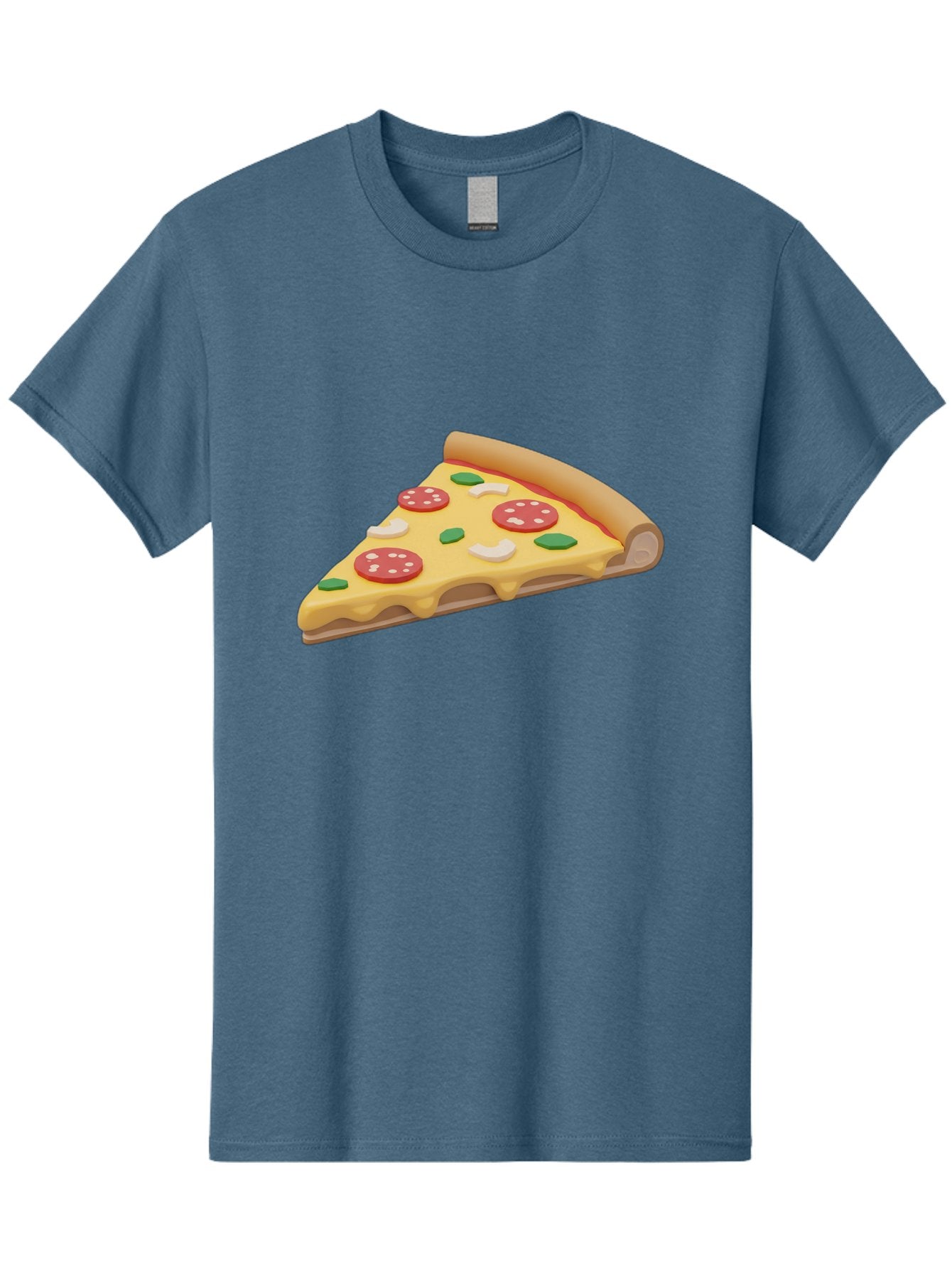 Pizza-Slice-5 Men'S Graphic Tee, 100% Cotton, Comfortable Casual Summer Wear, Machine Washable, Pizza Slice, Pepperoni Pizza, Melted Cheese, Green Peppers, White Onions, Italian Food, Dinner Ideas, Food Graphics, 3D Illustration, Pizza Topping Bac299