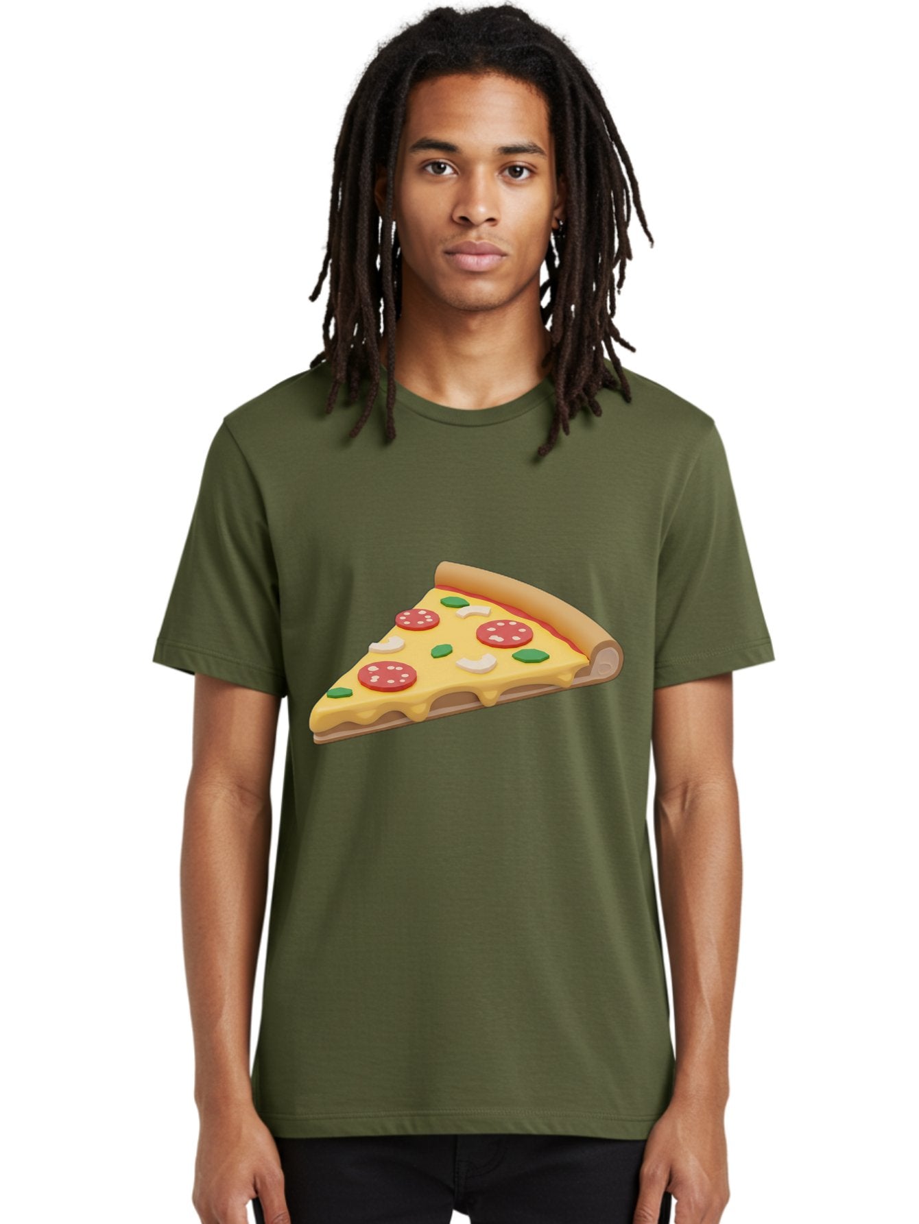 Pizza-Slice-5 Men'S Graphic Tee, 100% Cotton, Comfortable Casual Summer Wear, Machine Washable, Pizza Slice, Pepperoni Pizza, Melted Cheese, Green Peppers, White Onions, Italian Food, Dinner Ideas, Food Graphics, 3D Illustration, Pizza Topping Bac299 29