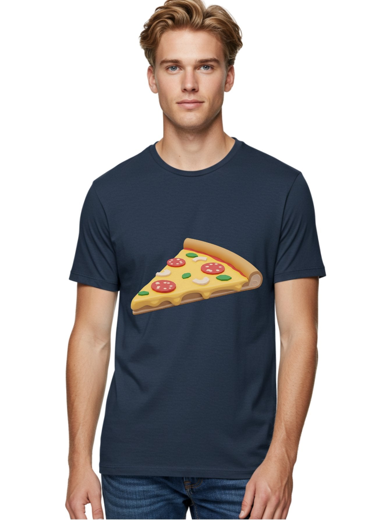 Pizza-Slice-5 Men'S Graphic Tee, 100% Cotton, Comfortable Casual Summer Wear, Machine Washable, Pizza Slice, Pepperoni Pizza, Melted Cheese, Green Peppers, White Onions, Italian Food, Dinner Ideas, Food Graphics, 3D Illustration, Pizza Topping Bac299 28