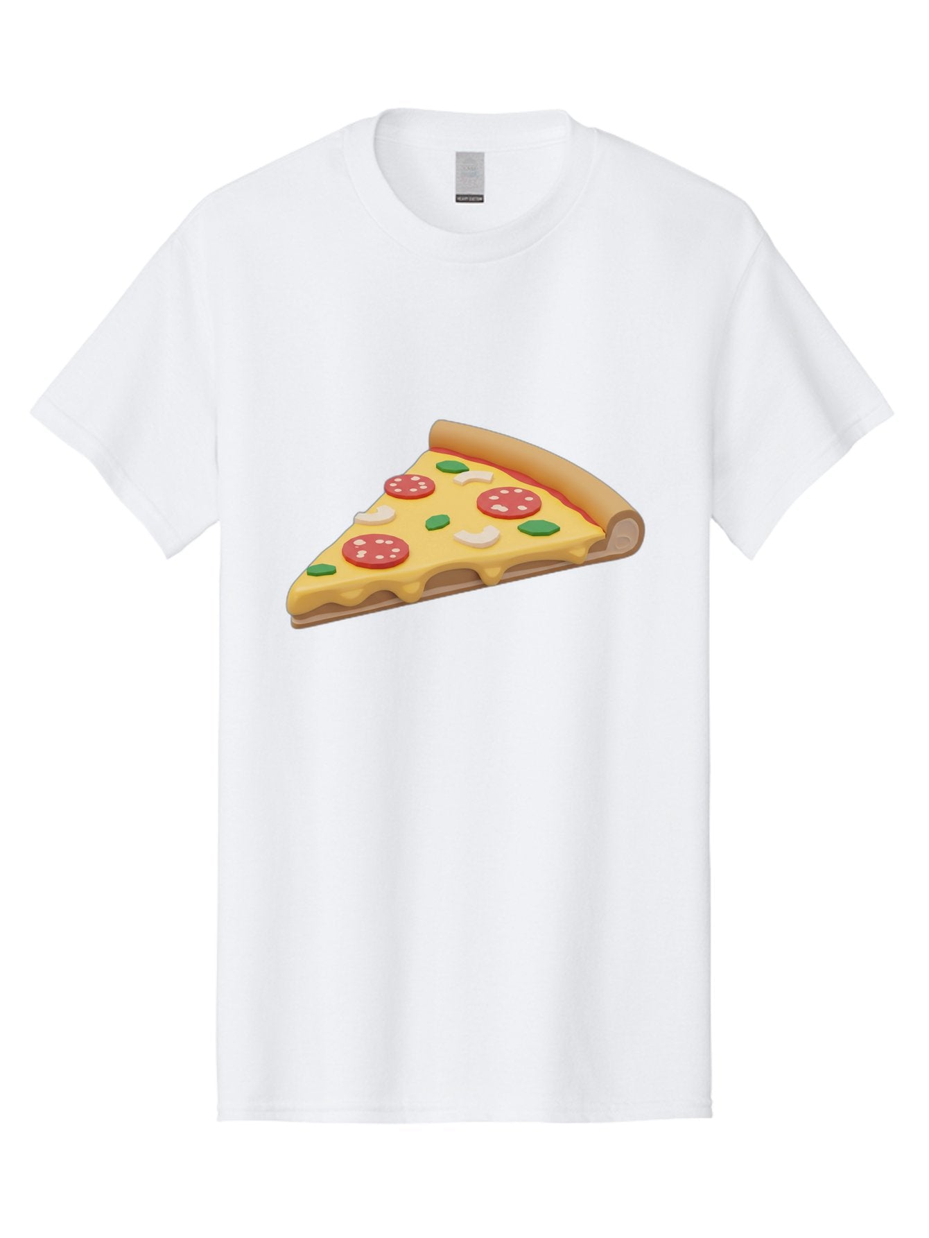 Pizza-Slice-5 Men'S Graphic Tee, 100% Cotton, Comfortable Casual Summer Wear, Machine Washable, Pizza Slice, Pepperoni Pizza, Melted Cheese, Green Peppers, White Onions, Italian Food, Dinner Ideas, Food Graphics, 3D Illustration, Pizza Topping Bac299