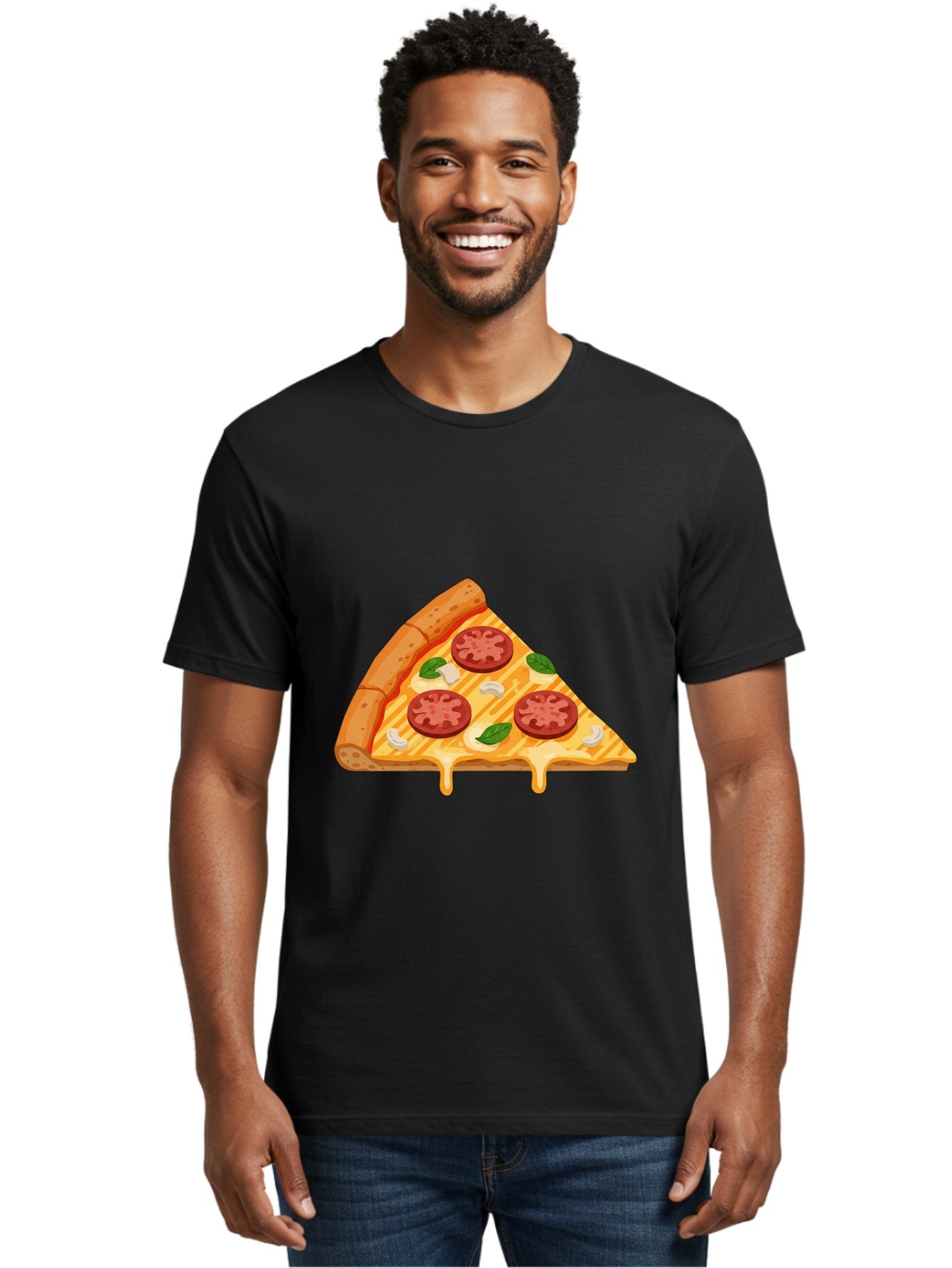 Pizza-Slice-6 Men'S Graphic Tee, 100% Cotton, Comfortable Casual Summer Wear, Machine Washable, Cheesy Pizza Slice, Pepperoni Pizza, Melty Cheese, Garlicky Flavor, Fresh Basil, Italian Cuisine, Savory Delight, Tasty Treat Bac300 29