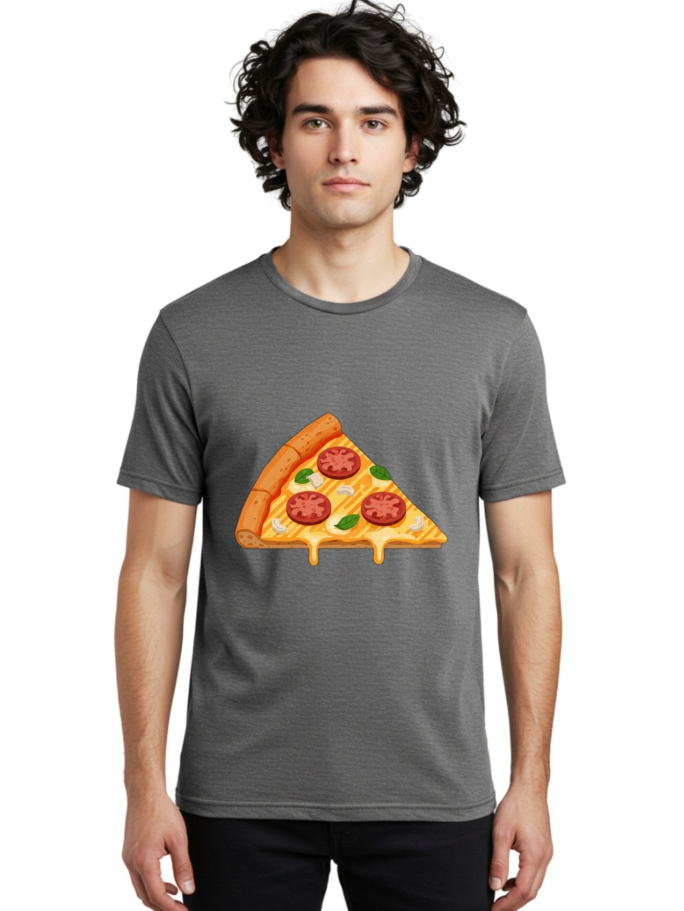 Pizza-Slice-6 Men'S Graphic Tee, 100% Cotton, Comfortable Casual Summer Wear, Machine Washable, Cheesy Pizza Slice, Pepperoni Pizza, Melty Cheese, Garlicky Flavor, Fresh Basil, Italian Cuisine, Savory Delight, Tasty Treat Bac300 19