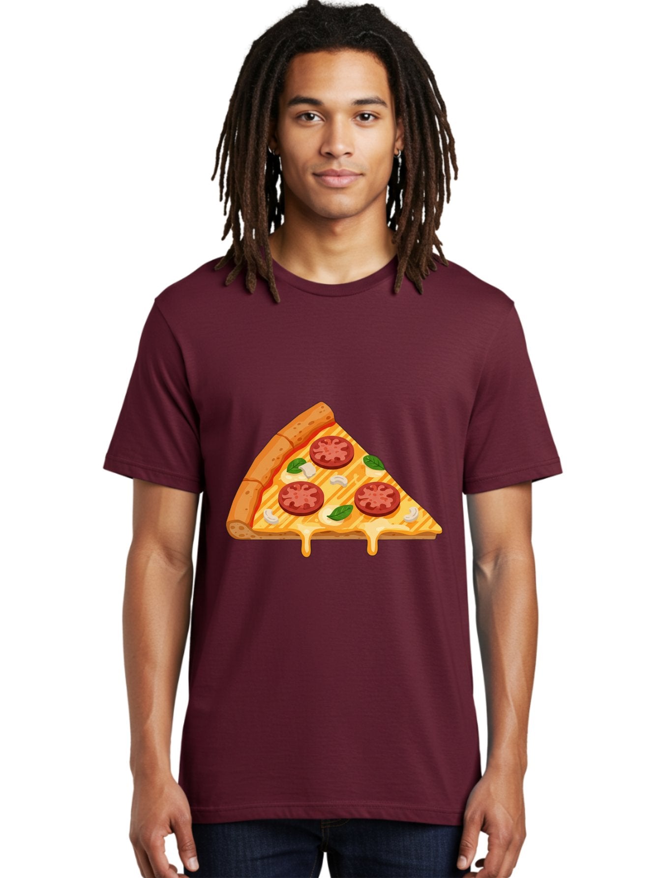 Pizza-Slice-6 Men'S Graphic Tee, 100% Cotton, Comfortable Casual Summer Wear, Machine Washable, Cheesy Pizza Slice, Pepperoni Pizza, Melty Cheese, Garlicky Flavor, Fresh Basil, Italian Cuisine, Savory Delight, Tasty Treat Bac300 28