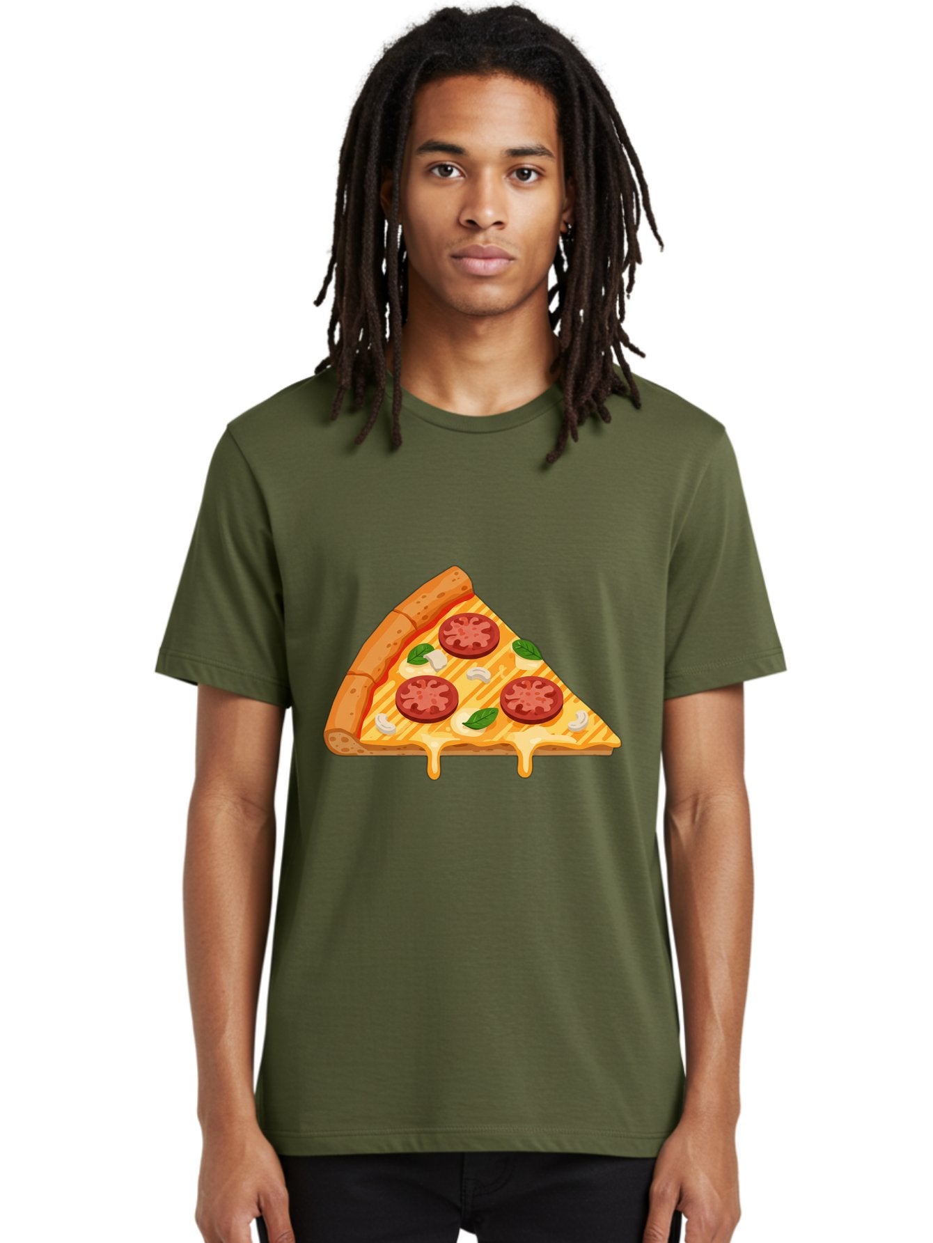 Pizza-Slice-6 Men'S Graphic Tee, 100% Cotton, Comfortable Casual Summer Wear, Machine Washable, Cheesy Pizza Slice, Pepperoni Pizza, Melty Cheese, Garlicky Flavor, Fresh Basil, Italian Cuisine, Savory Delight, Tasty Treat Bac300 17