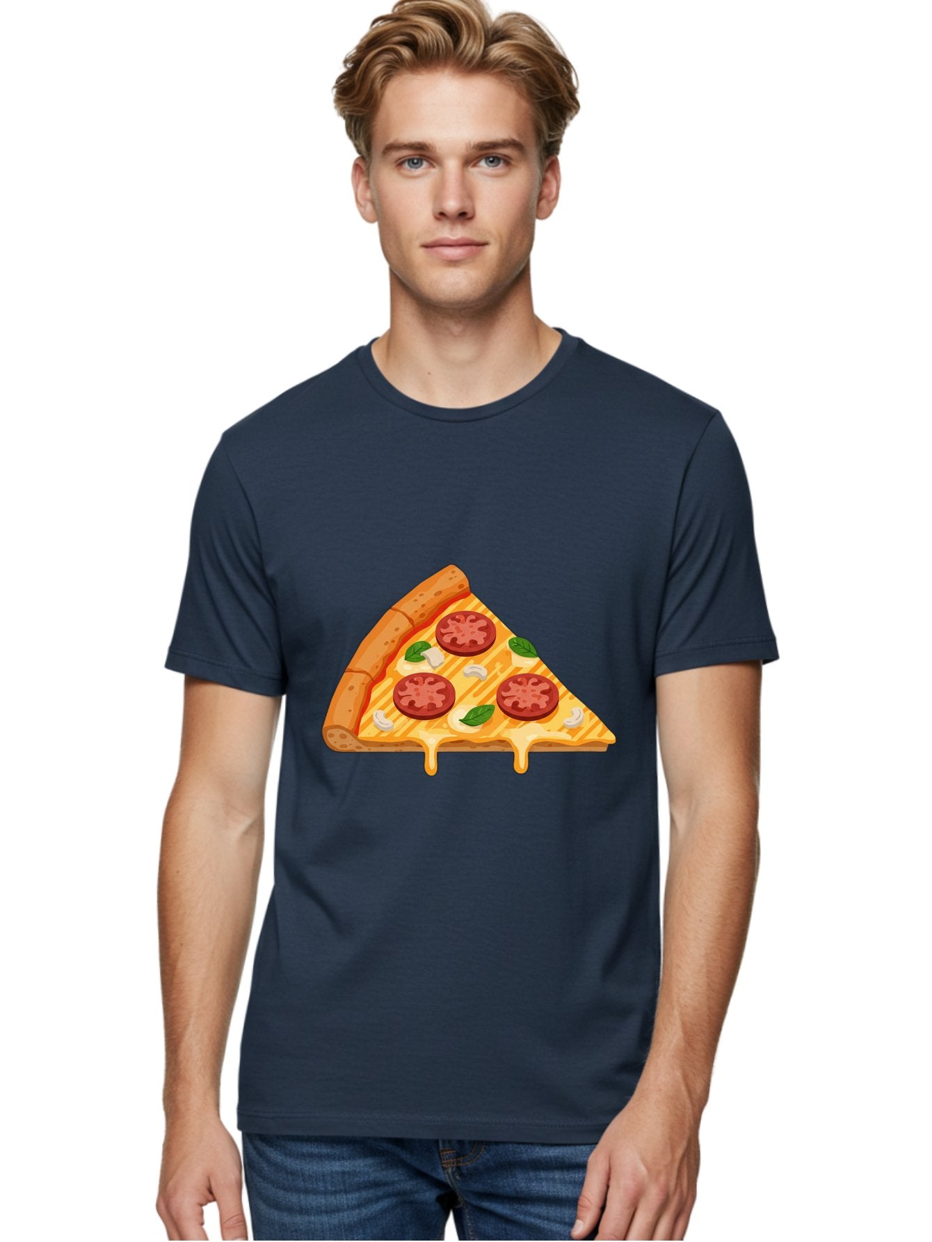 Pizza-Slice-6 Men'S Graphic Tee, 100% Cotton, Comfortable Casual Summer Wear, Machine Washable, Cheesy Pizza Slice, Pepperoni Pizza, Melty Cheese, Garlicky Flavor, Fresh Basil, Italian Cuisine, Savory Delight, Tasty Treat Bac300 20