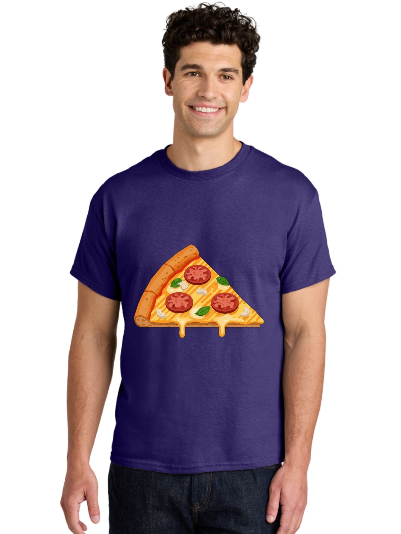 Pizza-Slice-6 Men'S Graphic Tee, 100% Cotton, Comfortable Casual Summer Wear, Machine Washable, Cheesy Pizza Slice, Pepperoni Pizza, Melty Cheese, Garlicky Flavor, Fresh Basil, Italian Cuisine, Savory Delight, Tasty Treat Bac300 23