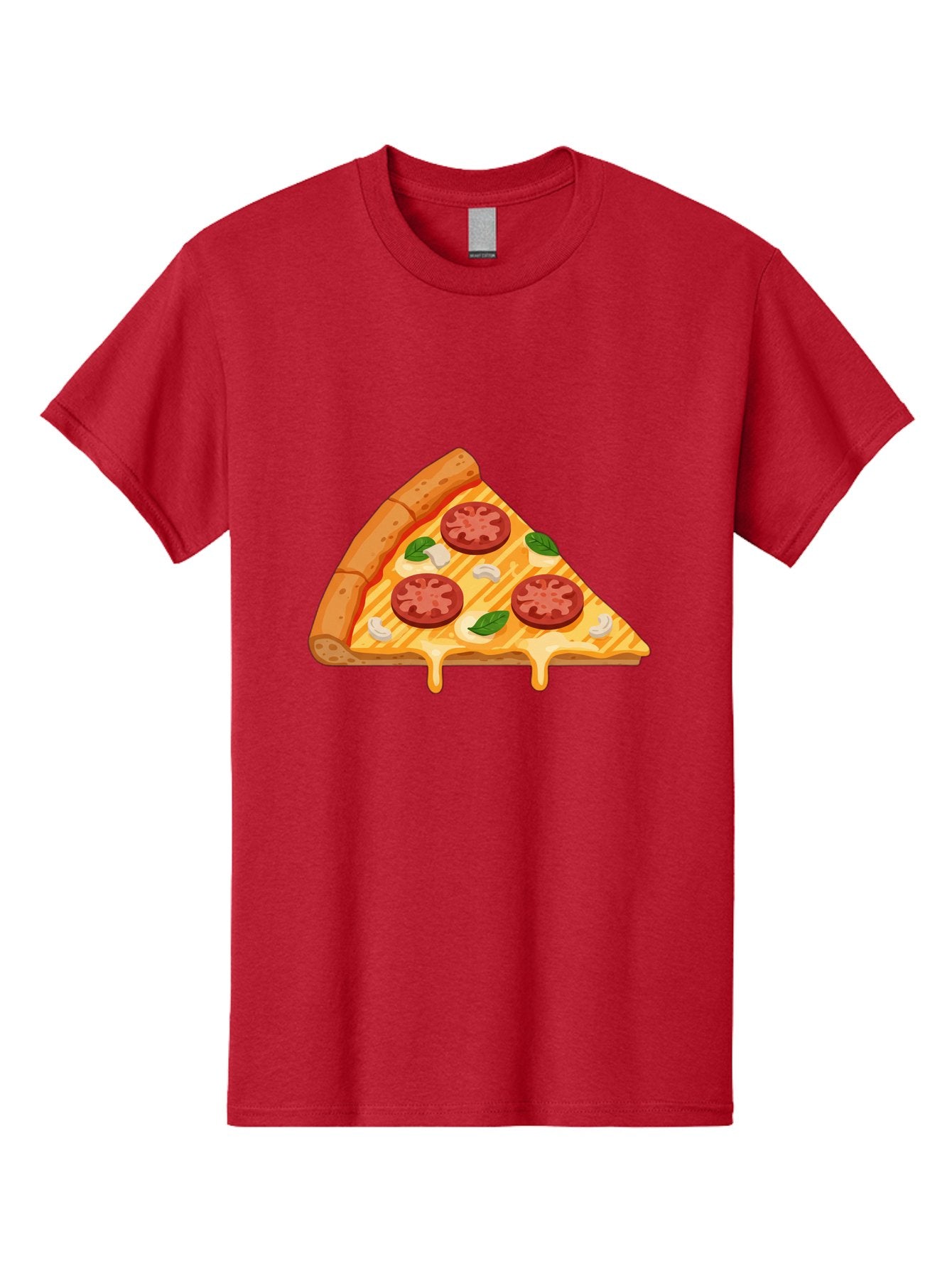Pizza-Slice-6 Men'S Graphic Tee, 100% Cotton, Comfortable Casual Summer Wear, Machine Washable, Cheesy Pizza Slice, Pepperoni Pizza, Melty Cheese, Garlicky Flavor, Fresh Basil, Italian Cuisine, Savory Delight, Tasty Treat Bac300