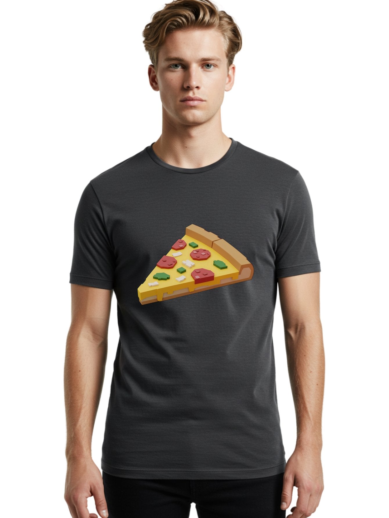 Pizza-Slice-7 Men'S Graphic Tee, 100% Cotton, Comfortable Casual Summer Wear, Machine Washable, 3D Pizza Slice, Cartoon-Style, Pepperoni, Green Peppers, Cheese, Crispy Crust, Tasty Toppings, Digital Art Bac301 29