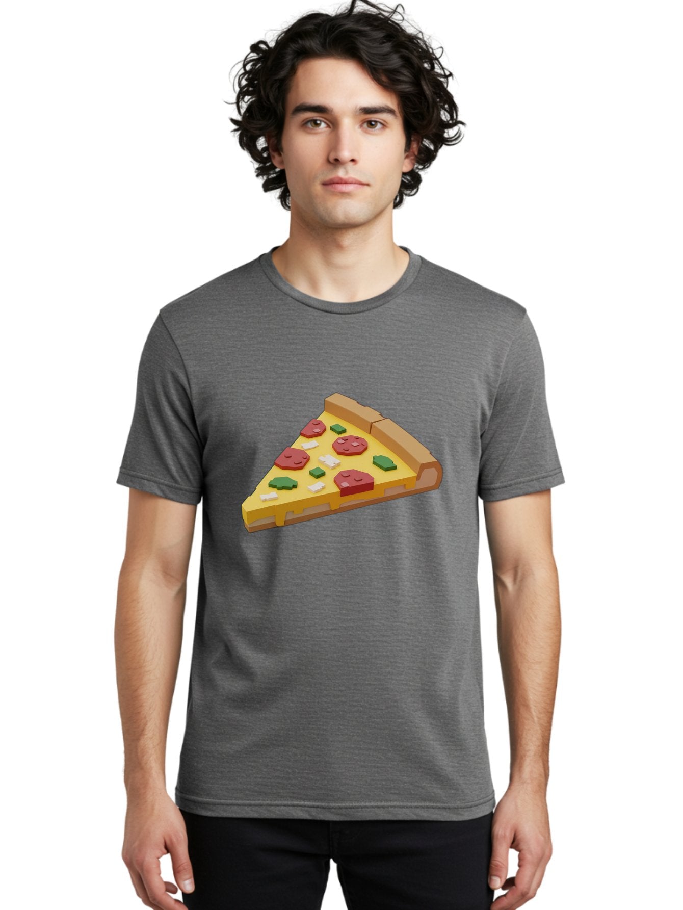 Pizza-Slice-7 Men'S Graphic Tee, 100% Cotton, Comfortable Casual Summer Wear, Machine Washable, 3D Pizza Slice, Cartoon-Style, Pepperoni, Green Peppers, Cheese, Crispy Crust, Tasty Toppings, Digital Art Bac301 22
