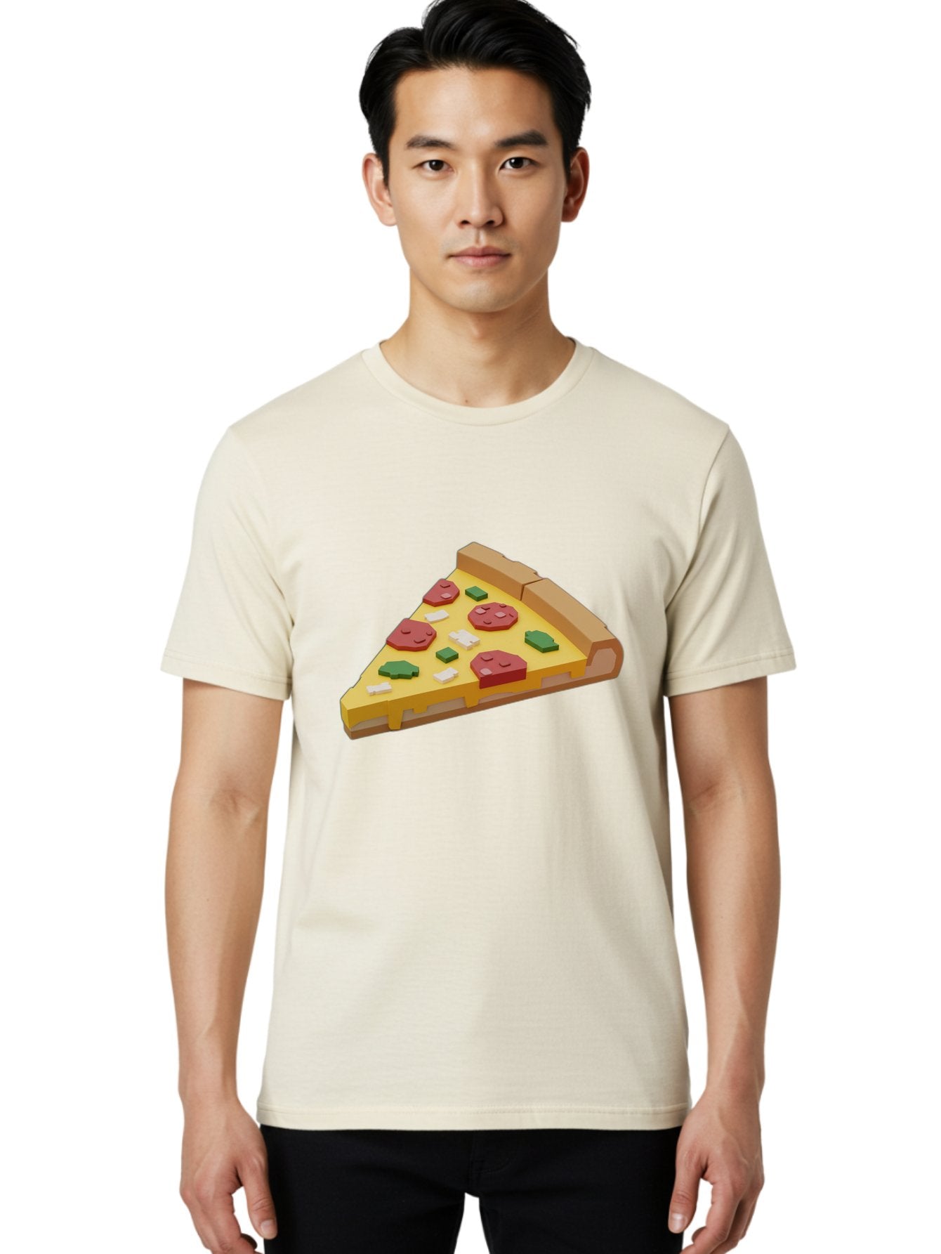 Pizza-Slice-7 Men'S Graphic Tee, 100% Cotton, Comfortable Casual Summer Wear, Machine Washable, 3D Pizza Slice, Cartoon-Style, Pepperoni, Green Peppers, Cheese, Crispy Crust, Tasty Toppings, Digital Art Bac301 16