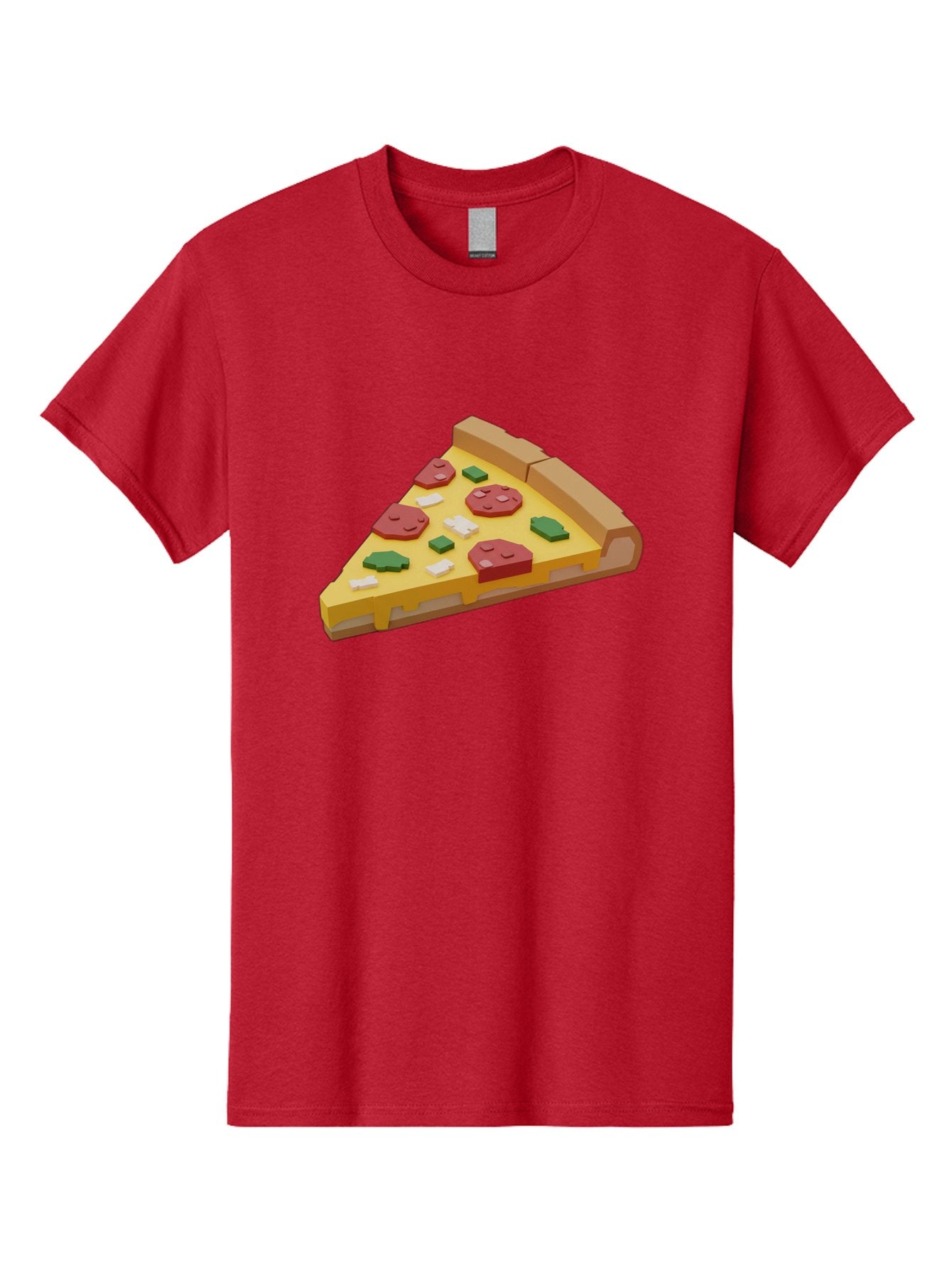 Pizza-Slice-7 Men'S Graphic Tee, 100% Cotton, Comfortable Casual Summer Wear, Machine Washable, 3D Pizza Slice, Cartoon-Style, Pepperoni, Green Peppers, Cheese, Crispy Crust, Tasty Toppings, Digital Art Bac301