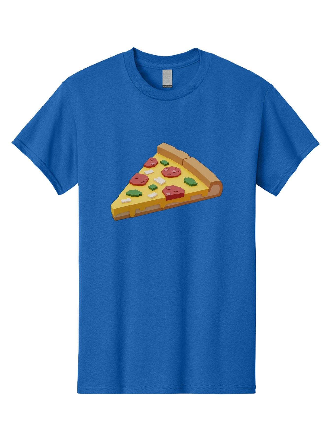 Pizza-Slice-7 Men'S Graphic Tee, 100% Cotton, Comfortable Casual Summer Wear, Machine Washable, 3D Pizza Slice, Cartoon-Style, Pepperoni, Green Peppers, Cheese, Crispy Crust, Tasty Toppings, Digital Art Bac301