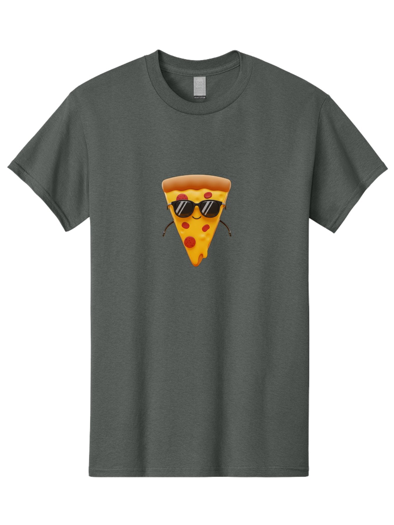 Pizza-Slice-9 Men'S Graphic Tee, 100% Cotton, Comfortable Casual Summer Wear, Machine Washable, Pizza Slice With Sunglasses, Cartoon Character, Funny Food, Pepperoni Pizza, Smiling Face, Cool Accessories, Tasty Treat, Animated Illustration Bac303 3