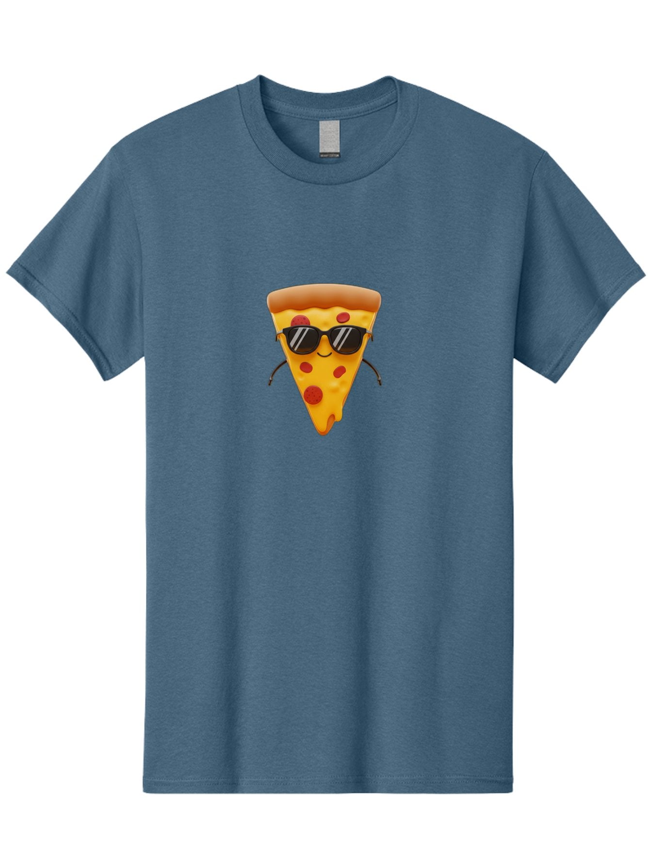 Pizza-Slice-9 Men'S Graphic Tee, 100% Cotton, Comfortable Casual Summer Wear, Machine Washable, Pizza Slice With Sunglasses, Cartoon Character, Funny Food, Pepperoni Pizza, Smiling Face, Cool Accessories, Tasty Treat, Animated Illustration Bac303 15