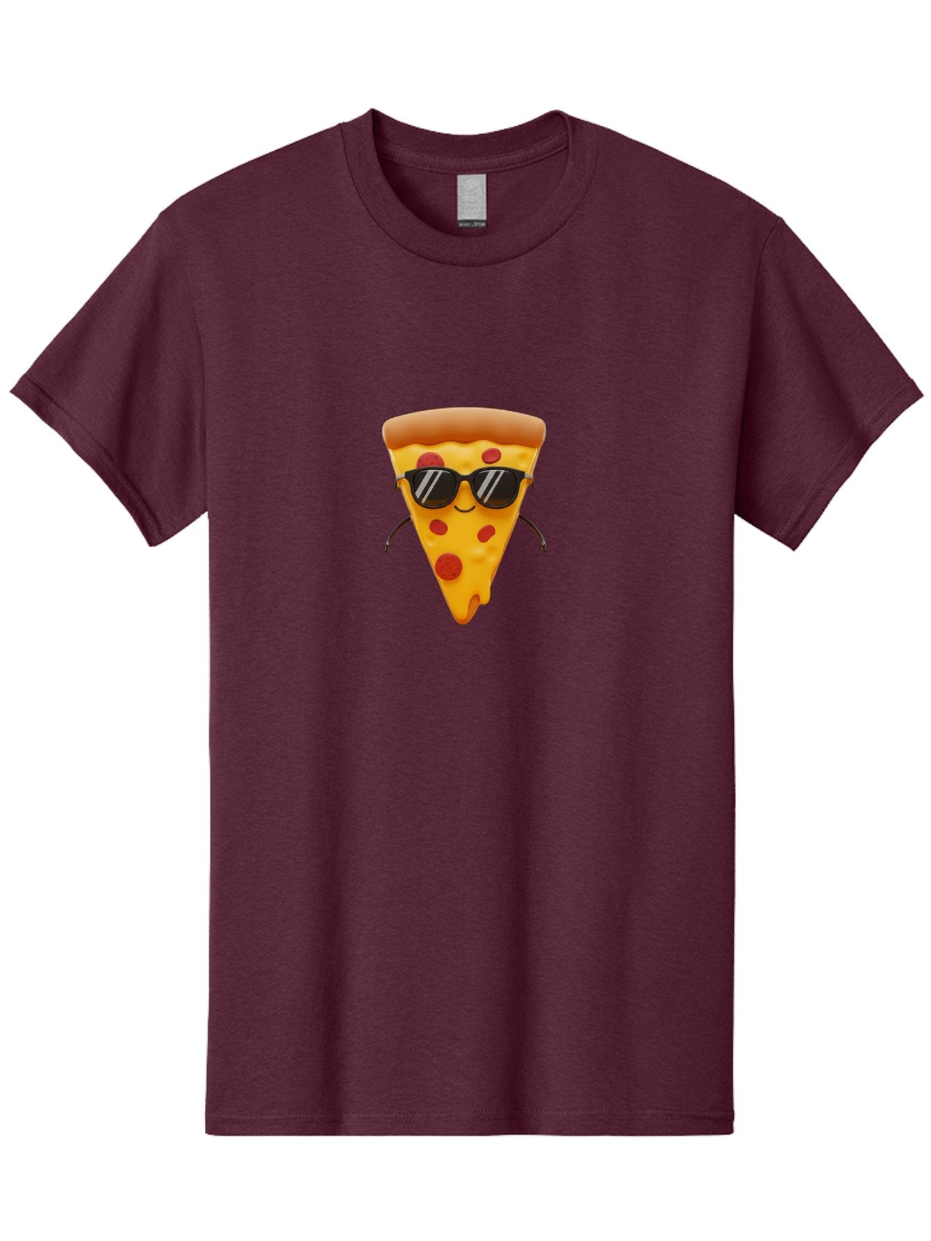 Pizza-Slice-9 Men'S Graphic Tee, 100% Cotton, Comfortable Casual Summer Wear, Machine Washable, Pizza Slice With Sunglasses, Cartoon Character, Funny Food, Pepperoni Pizza, Smiling Face, Cool Accessories, Tasty Treat, Animated Illustration Bac303 9