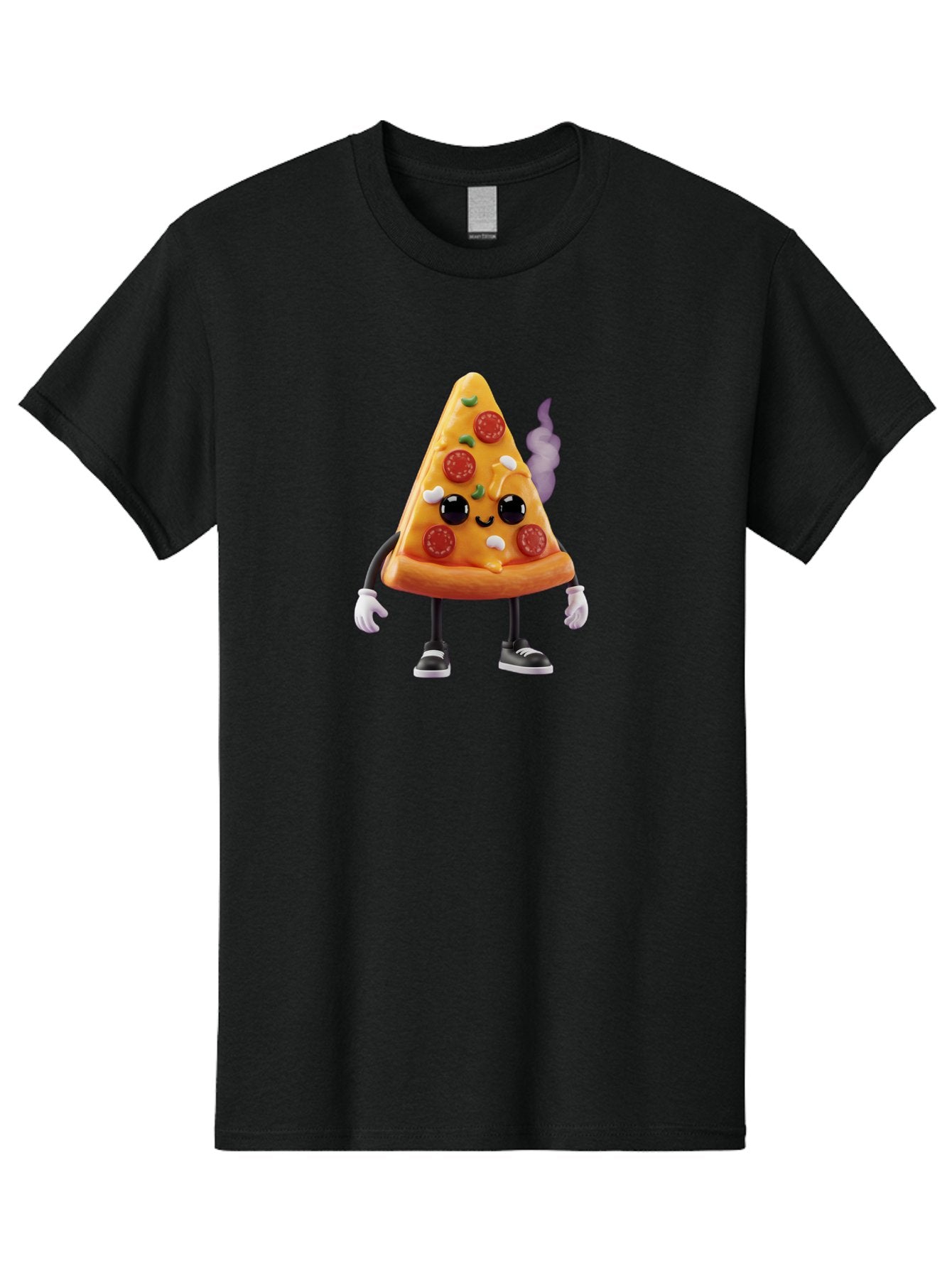 Pizza-Slice-Character-1 Men'S Graphic Tee, 100% Cotton, Comfortable Casual Summer Wear, Machine Washable, Cartoon Pizza Slice, Animated Character, Pepperoni Pizza, Cartoon Food, Funny Character, Pizza Illustration, Smiling Pizza, Bac304 9