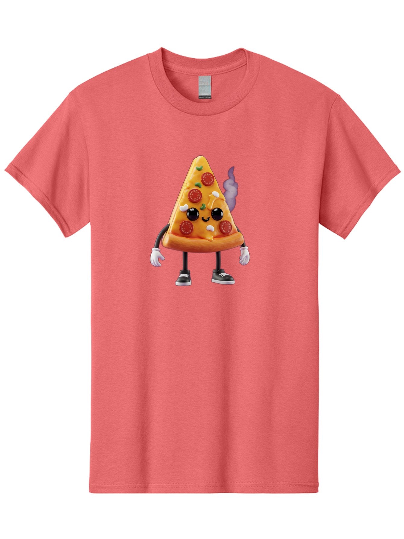 Pizza-Slice-Character-1 Men'S Graphic Tee, 100% Cotton, Comfortable Casual Summer Wear, Machine Washable, Cartoon Pizza Slice, Animated Character, Pepperoni Pizza, Cartoon Food, Funny Character, Pizza Illustration, Smiling Pizza, Bac304 5