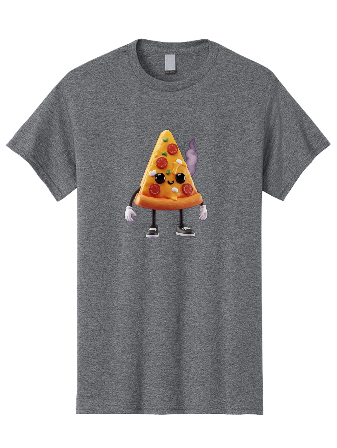 Pizza-Slice-Character-1 Men'S Graphic Tee, 100% Cotton, Comfortable Casual Summer Wear, Machine Washable, Cartoon Pizza Slice, Animated Character, Pepperoni Pizza, Cartoon Food, Funny Character, Pizza Illustration, Smiling Pizza, Bac304 12