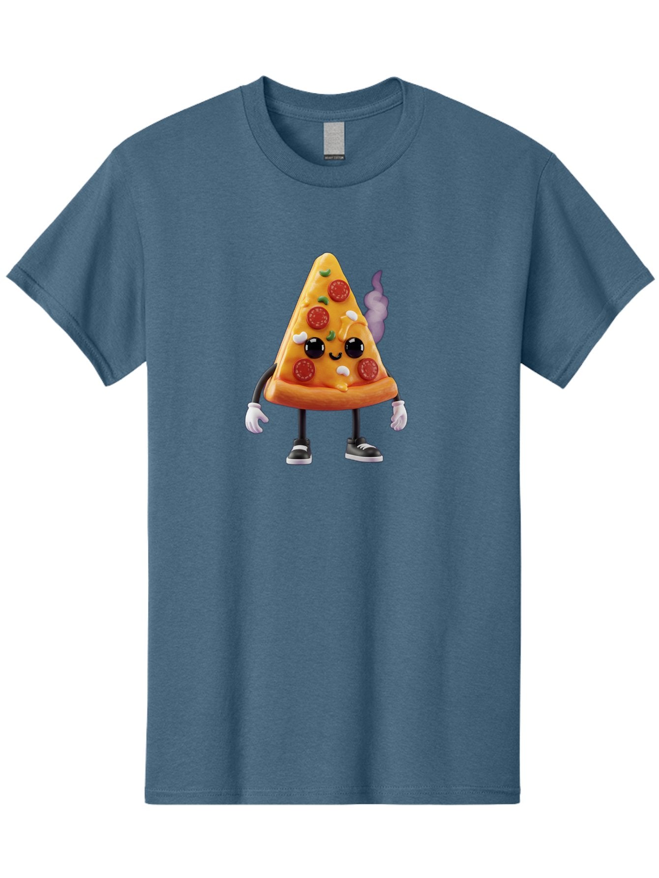 Pizza-Slice-Character-1 Men'S Graphic Tee, 100% Cotton, Comfortable Casual Summer Wear, Machine Washable, Cartoon Pizza Slice, Animated Character, Pepperoni Pizza, Cartoon Food, Funny Character, Pizza Illustration, Smiling Pizza, Bac304