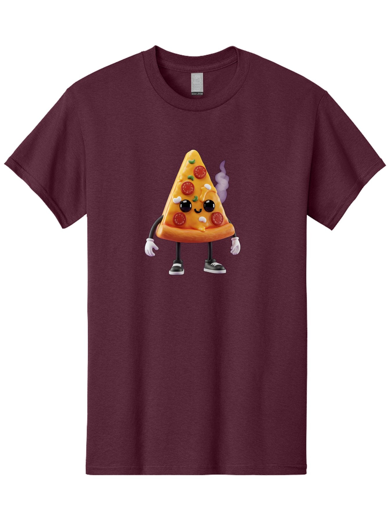 Pizza-Slice-Character-1 Men'S Graphic Tee, 100% Cotton, Comfortable Casual Summer Wear, Machine Washable, Cartoon Pizza Slice, Animated Character, Pepperoni Pizza, Cartoon Food, Funny Character, Pizza Illustration, Smiling Pizza, Bac304 3
