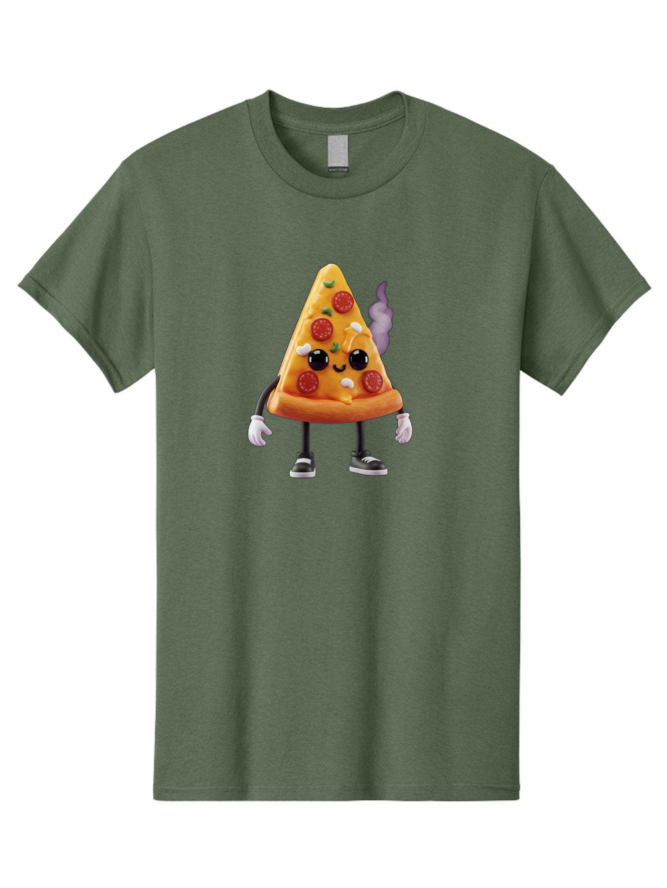 Pizza-Slice-Character-1 Men'S Graphic Tee, 100% Cotton, Comfortable Casual Summer Wear, Machine Washable, Cartoon Pizza Slice, Animated Character, Pepperoni Pizza, Cartoon Food, Funny Character, Pizza Illustration, Smiling Pizza, Bac304 13