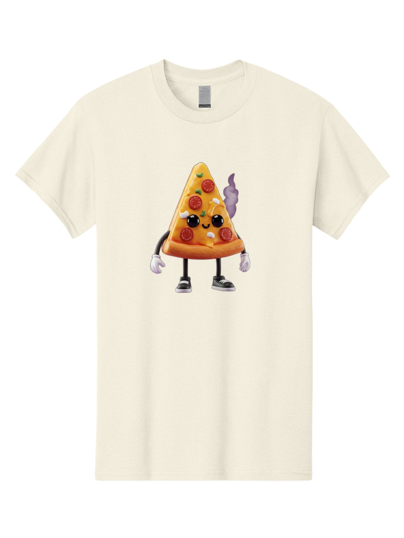 Pizza-Slice-Character-1 Men'S Graphic Tee, 100% Cotton, Comfortable Casual Summer Wear, Machine Washable, Cartoon Pizza Slice, Animated Character, Pepperoni Pizza, Cartoon Food, Funny Character, Pizza Illustration, Smiling Pizza, Bac304 8