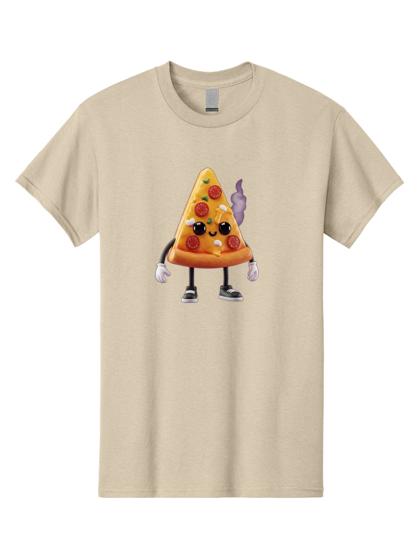 Pizza-Slice-Character-1 Men'S Graphic Tee, 100% Cotton, Comfortable Casual Summer Wear, Machine Washable, Cartoon Pizza Slice, Animated Character, Pepperoni Pizza, Cartoon Food, Funny Character, Pizza Illustration, Smiling Pizza, Bac304 11