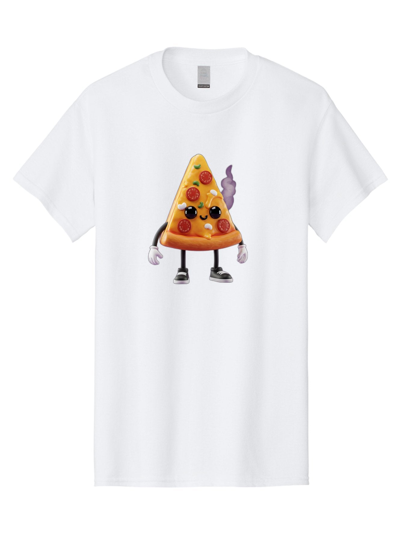 Pizza-Slice-Character-1 Men'S Graphic Tee, 100% Cotton, Comfortable Casual Summer Wear, Machine Washable, Cartoon Pizza Slice, Animated Character, Pepperoni Pizza, Cartoon Food, Funny Character, Pizza Illustration, Smiling Pizza, Bac304