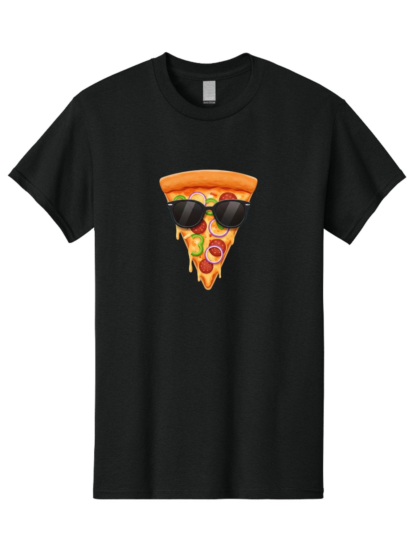 Pizza-Slice-Sunglasses-1 Men'S Graphic Tee, 100% Cotton, Comfortable Casual Summer Wear, Machine Washable, Pepperoni Pizza Slice, Cheesy Goodness, Melted Cheese, Jalapeno And Onion, Trendy Accessories, Sunglasses, Cool Pizza, Cartoon Pizza, Bac306 11