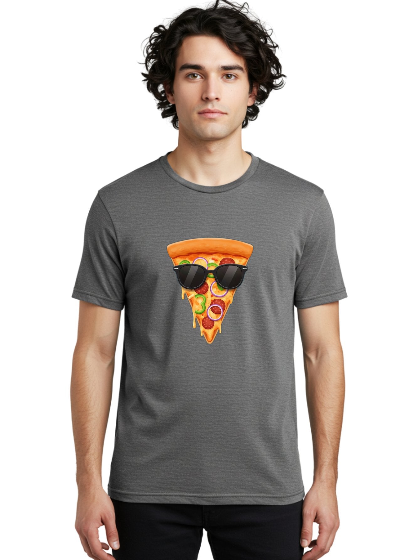 Pizza-Slice-Sunglasses-1 Men'S Graphic Tee, 100% Cotton, Comfortable Casual Summer Wear, Machine Washable, Pepperoni Pizza Slice, Cheesy Goodness, Melted Cheese, Jalapeno And Onion, Trendy Accessories, Sunglasses, Cool Pizza, Cartoon Pizza, Bac306 24