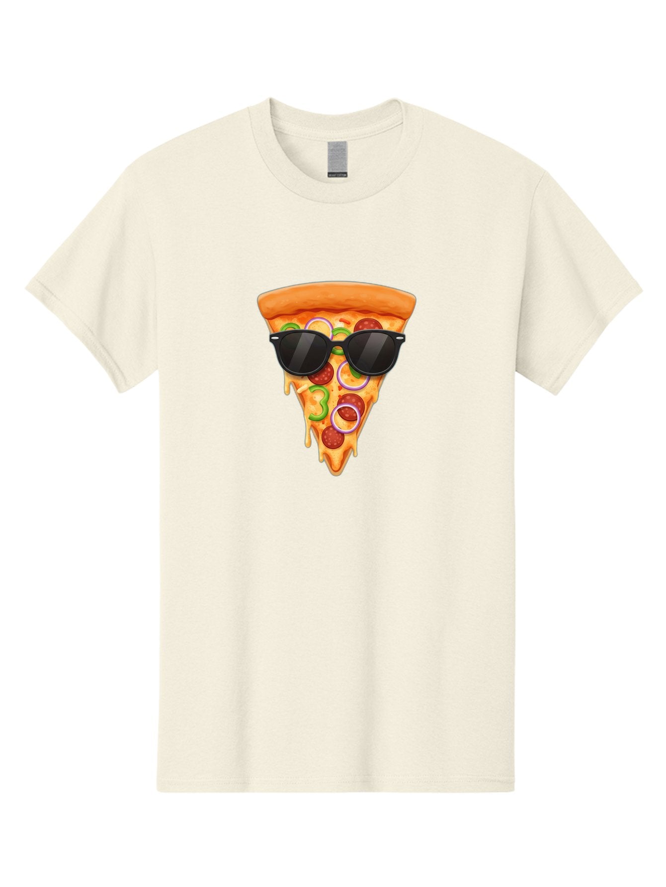 Pizza-Slice-Sunglasses-1 Men'S Graphic Tee, 100% Cotton, Comfortable Casual Summer Wear, Machine Washable, Pepperoni Pizza Slice, Cheesy Goodness, Melted Cheese, Jalapeno And Onion, Trendy Accessories, Sunglasses, Cool Pizza, Cartoon Pizza, Bac306 7