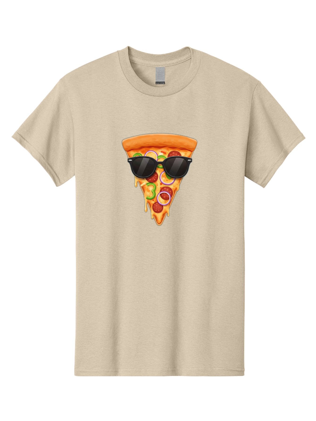 Pizza-Slice-Sunglasses-1 Men'S Graphic Tee, 100% Cotton, Comfortable Casual Summer Wear, Machine Washable, Pepperoni Pizza Slice, Cheesy Goodness, Melted Cheese, Jalapeno And Onion, Trendy Accessories, Sunglasses, Cool Pizza, Cartoon Pizza, Bac306 4
