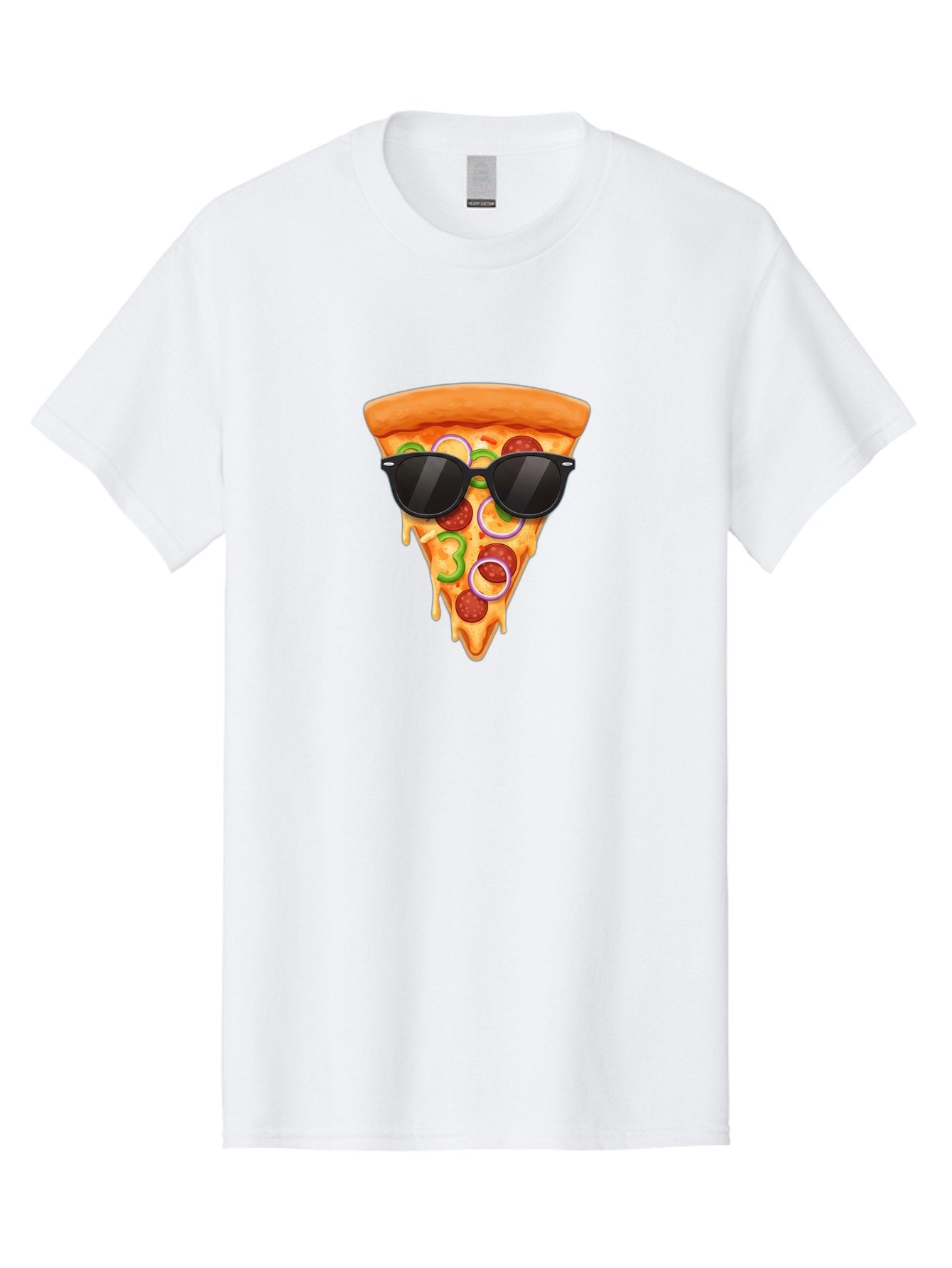 Pizza-Slice-Sunglasses-1 Men'S Graphic Tee, 100% Cotton, Comfortable Casual Summer Wear, Machine Washable, Pepperoni Pizza Slice, Cheesy Goodness, Melted Cheese, Jalapeno And Onion, Trendy Accessories, Sunglasses, Cool Pizza, Cartoon Pizza, Bac306 15