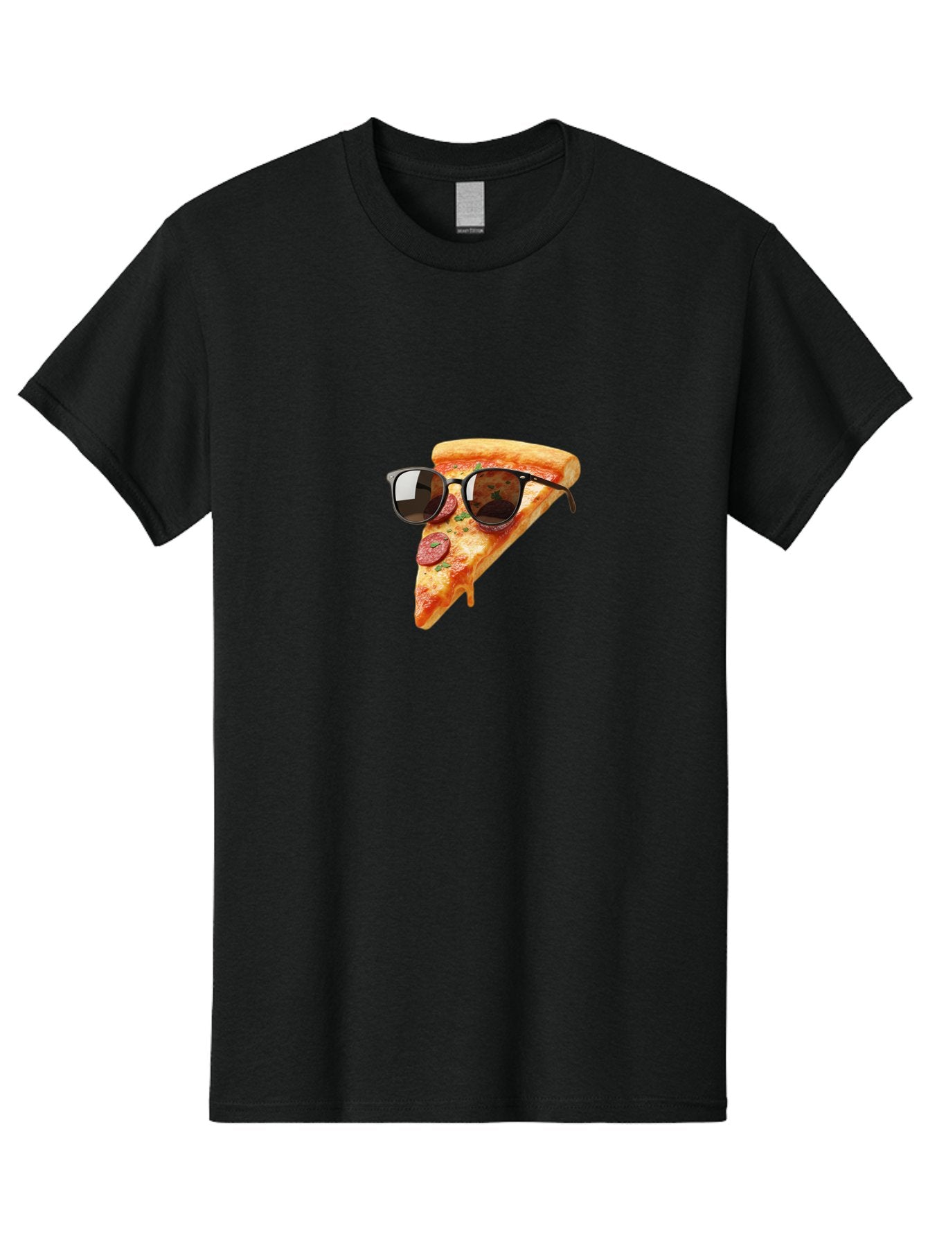 Pizza-Slice-Sunglasses-2 Men'S Graphic Tee, 100% Cotton, Comfortable Casual Summer Wear, Machine Washable, Pizza Slice Wearing Sunglasses, Funny Food, Quirky Humor, Cool Pizza, Sunglasses On Food, Comical Image, Playful Graphics, Bac307