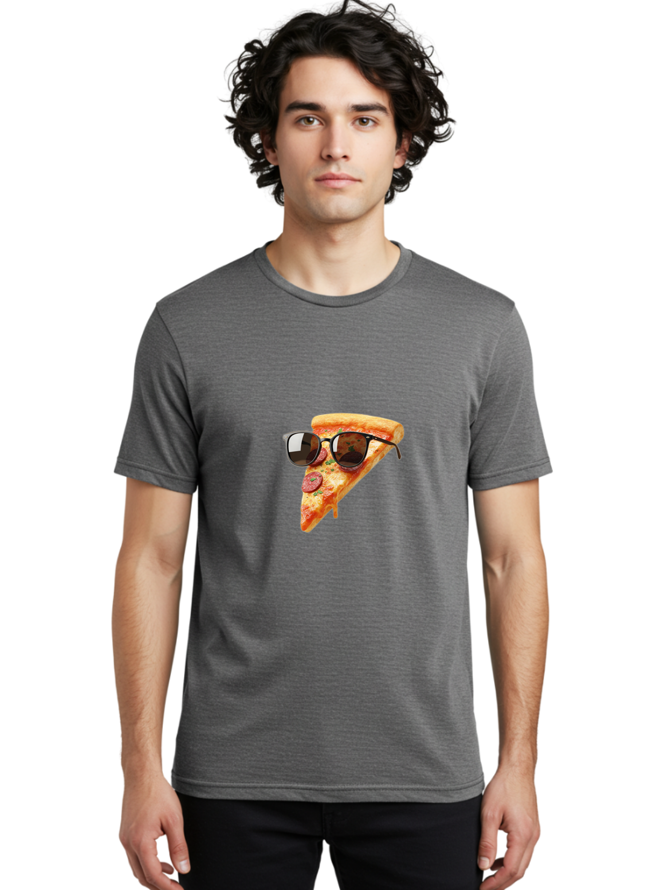 Pizza-Slice-Sunglasses-2 Men'S Graphic Tee, 100% Cotton, Comfortable Casual Summer Wear, Machine Washable, Pizza Slice Wearing Sunglasses, Funny Food, Quirky Humor, Cool Pizza, Sunglasses On Food, Comical Image, Playful Graphics, Bac307 30