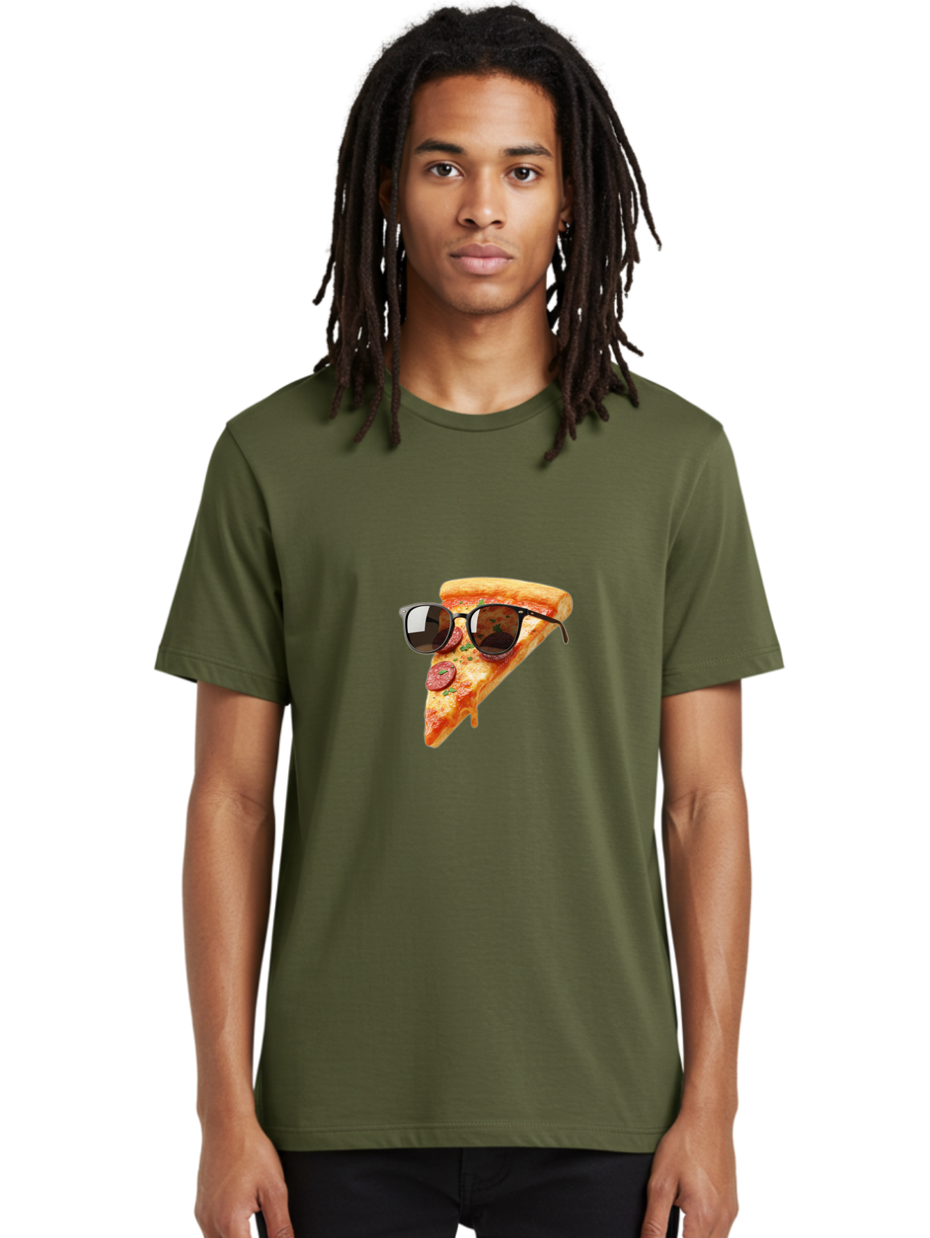 Pizza-Slice-Sunglasses-2 Men'S Graphic Tee, 100% Cotton, Comfortable Casual Summer Wear, Machine Washable, Pizza Slice Wearing Sunglasses, Funny Food, Quirky Humor, Cool Pizza, Sunglasses On Food, Comical Image, Playful Graphics, Bac307 17