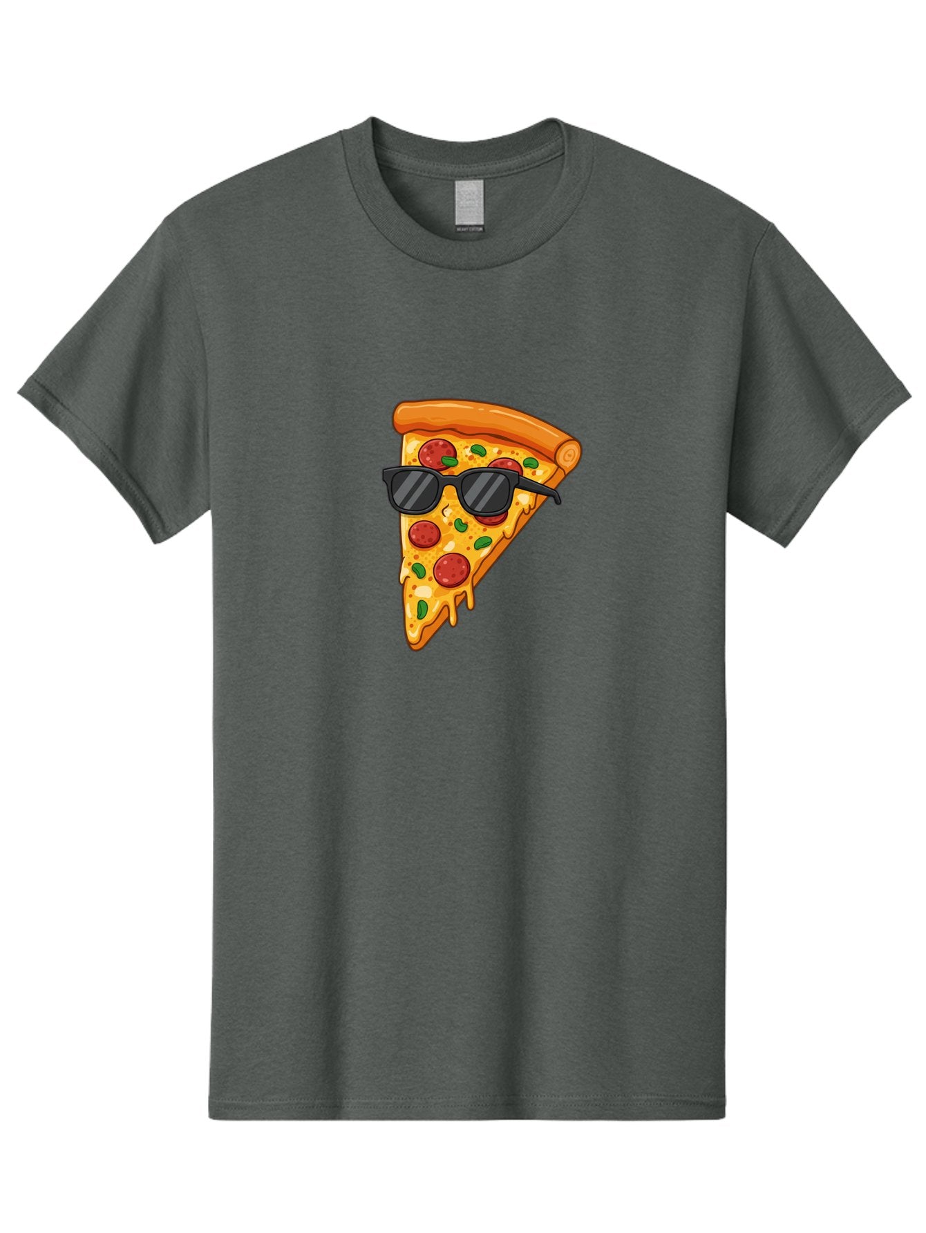 Pizza-Slice-Sunglasses-3 Men'S Graphic Tee, 100% Cotton, Comfortable Casual Summer Wear, Machine Washable, Pizza Slice With Sunglasses, Pepperoni Pizza, Cheesy Goodness, Melted Cheese, Green Peppers, Trendy Food, Fun Illustration, Casual Vibe, Bac308 3