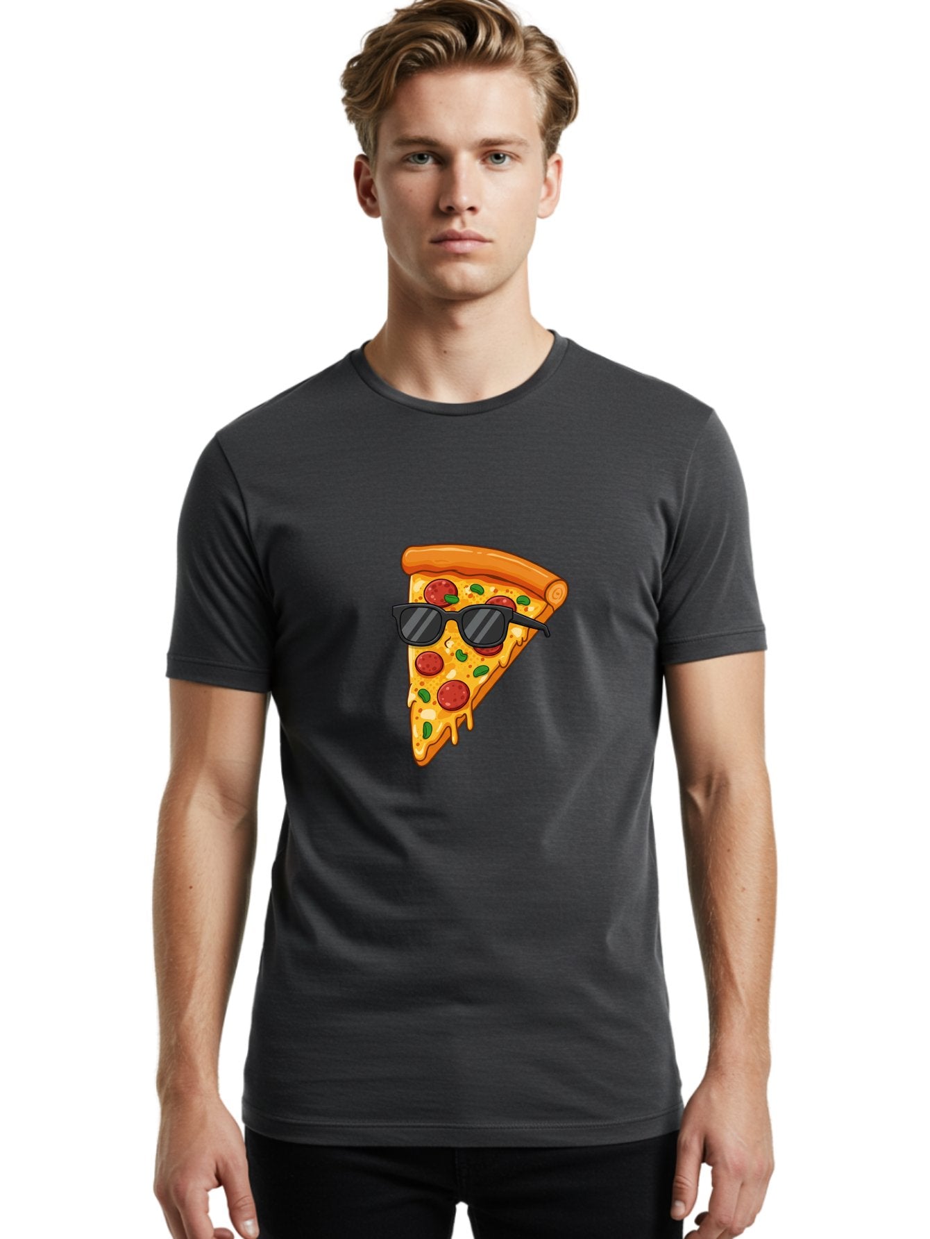 Pizza-Slice-Sunglasses-3 Men'S Graphic Tee, 100% Cotton, Comfortable Casual Summer Wear, Machine Washable, Pizza Slice With Sunglasses, Pepperoni Pizza, Cheesy Goodness, Melted Cheese, Green Peppers, Trendy Food, Fun Illustration, Casual Vibe, Bac308 28