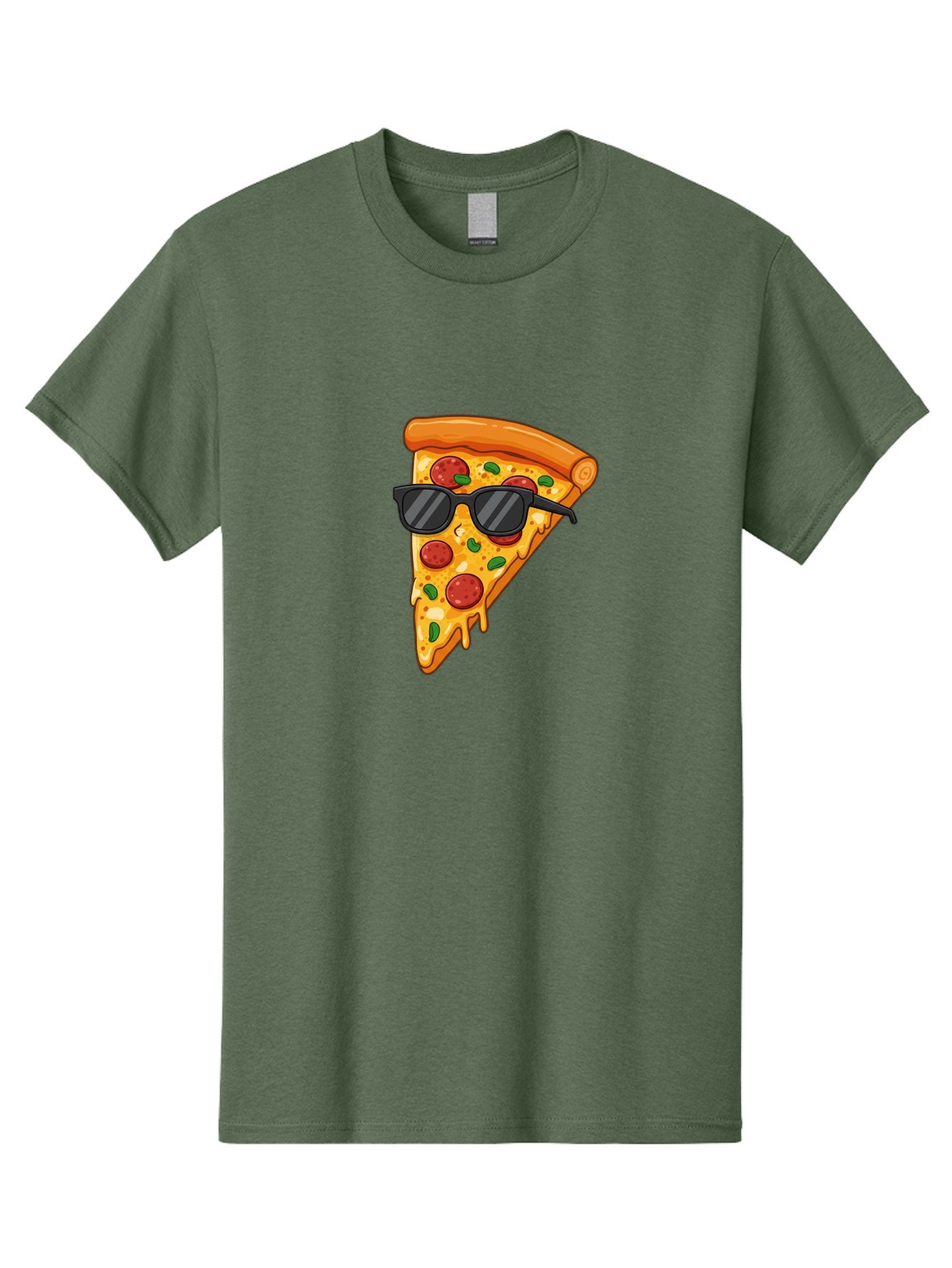 Pizza-Slice-Sunglasses-3 Men'S Graphic Tee, 100% Cotton, Comfortable Casual Summer Wear, Machine Washable, Pizza Slice With Sunglasses, Pepperoni Pizza, Cheesy Goodness, Melted Cheese, Green Peppers, Trendy Food, Fun Illustration, Casual Vibe, Bac308 6