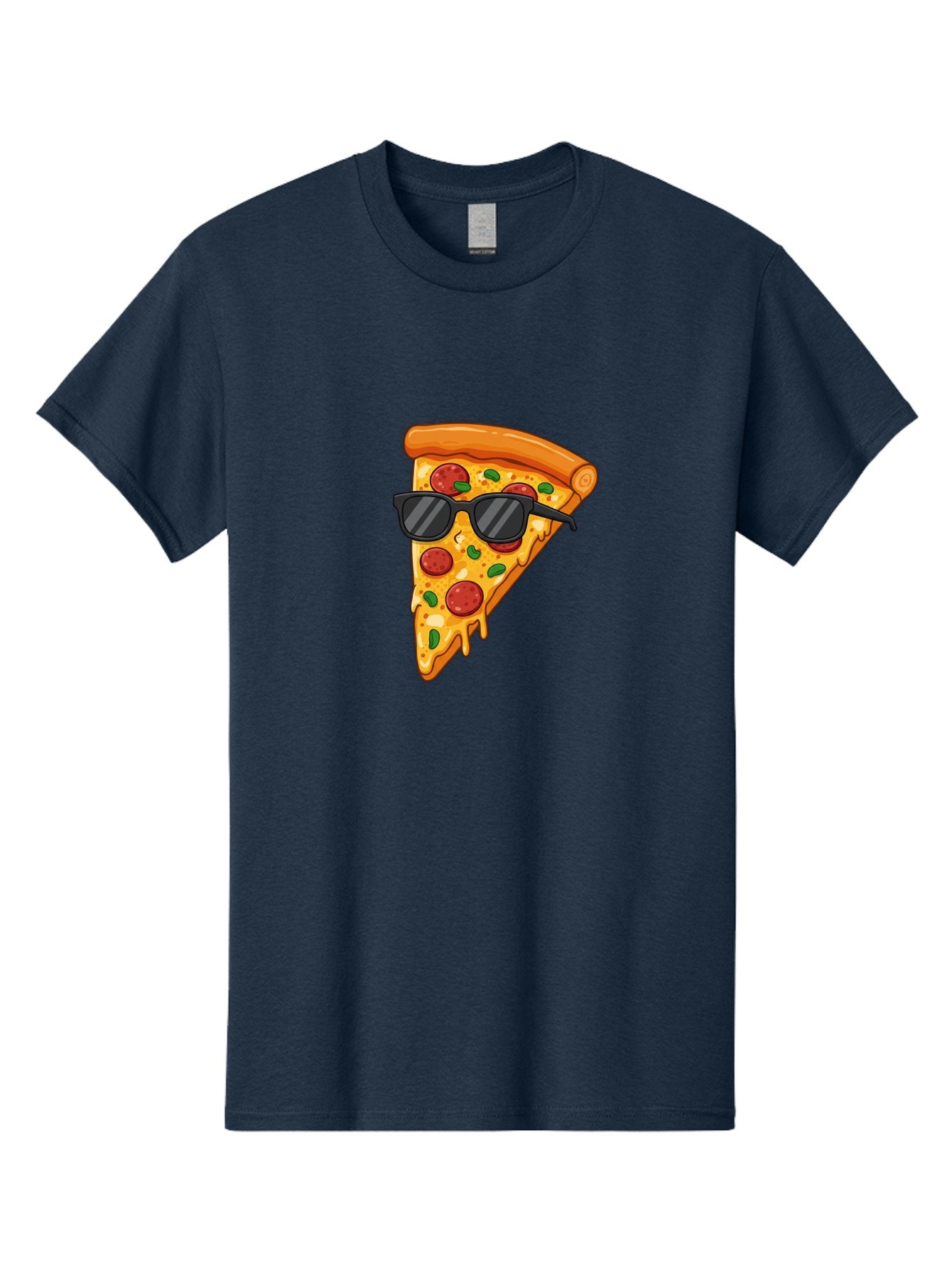 Pizza-Slice-Sunglasses-3 Men'S Graphic Tee, 100% Cotton, Comfortable Casual Summer Wear, Machine Washable, Pizza Slice With Sunglasses, Pepperoni Pizza, Cheesy Goodness, Melted Cheese, Green Peppers, Trendy Food, Fun Illustration, Casual Vibe, Bac308 15