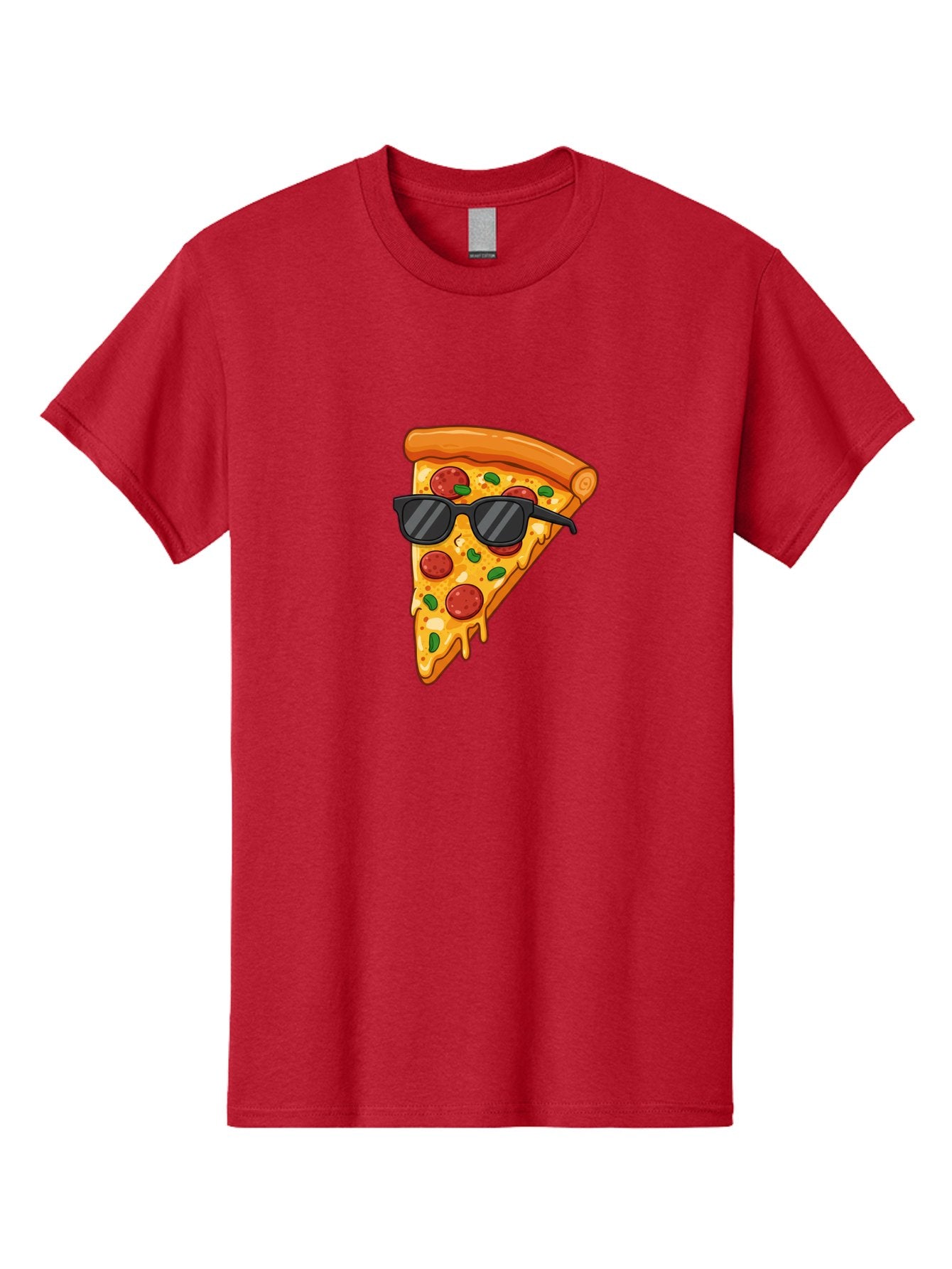 Pizza-Slice-Sunglasses-3 Men'S Graphic Tee, 100% Cotton, Comfortable Casual Summer Wear, Machine Washable, Pizza Slice With Sunglasses, Pepperoni Pizza, Cheesy Goodness, Melted Cheese, Green Peppers, Trendy Food, Fun Illustration, Casual Vibe, Bac308 7