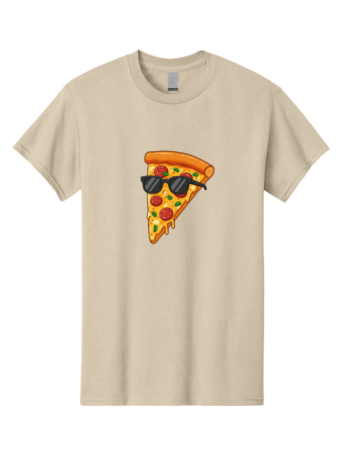 Pizza-Slice-Sunglasses-3 Men'S Graphic Tee, 100% Cotton, Comfortable Casual Summer Wear, Machine Washable, Pizza Slice With Sunglasses, Pepperoni Pizza, Cheesy Goodness, Melted Cheese, Green Peppers, Trendy Food, Fun Illustration, Casual Vibe, Bac308 4