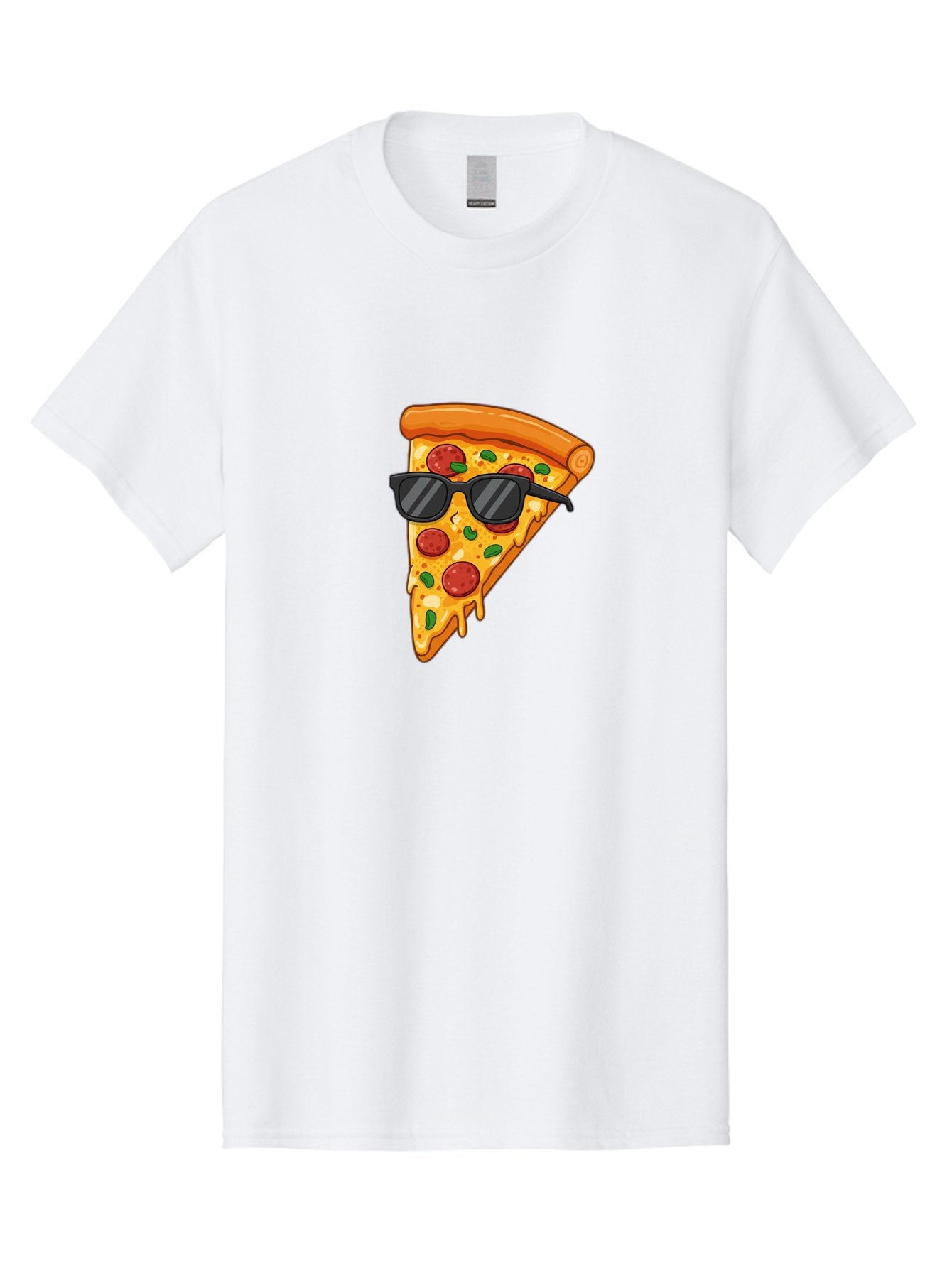 Pizza-Slice-Sunglasses-3 Men'S Graphic Tee, 100% Cotton, Comfortable Casual Summer Wear, Machine Washable, Pizza Slice With Sunglasses, Pepperoni Pizza, Cheesy Goodness, Melted Cheese, Green Peppers, Trendy Food, Fun Illustration, Casual Vibe, Bac308 9