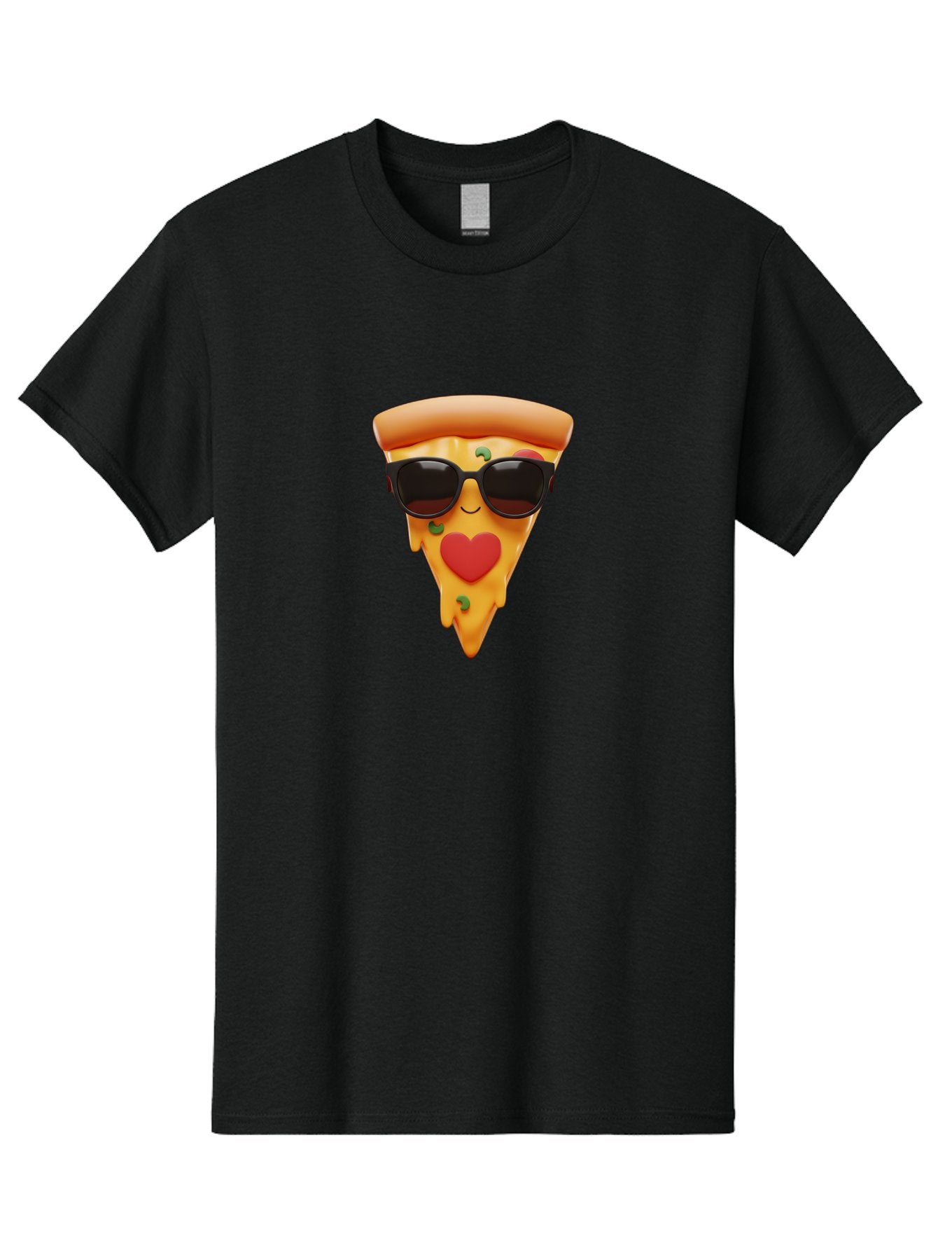 Pizza-Slice-With-Sunglasses Men'S Graphic Tee, 100% Cotton, Comfortable Casual Summer Wear, Machine Washable, Cool Pizza Slice, Sunglasses, Heart-Shaped Mouth, Cartoon Character, Cheesy Goodness, Foodie Fun, Playful Vibe, Tasty Treat, Bac315 3