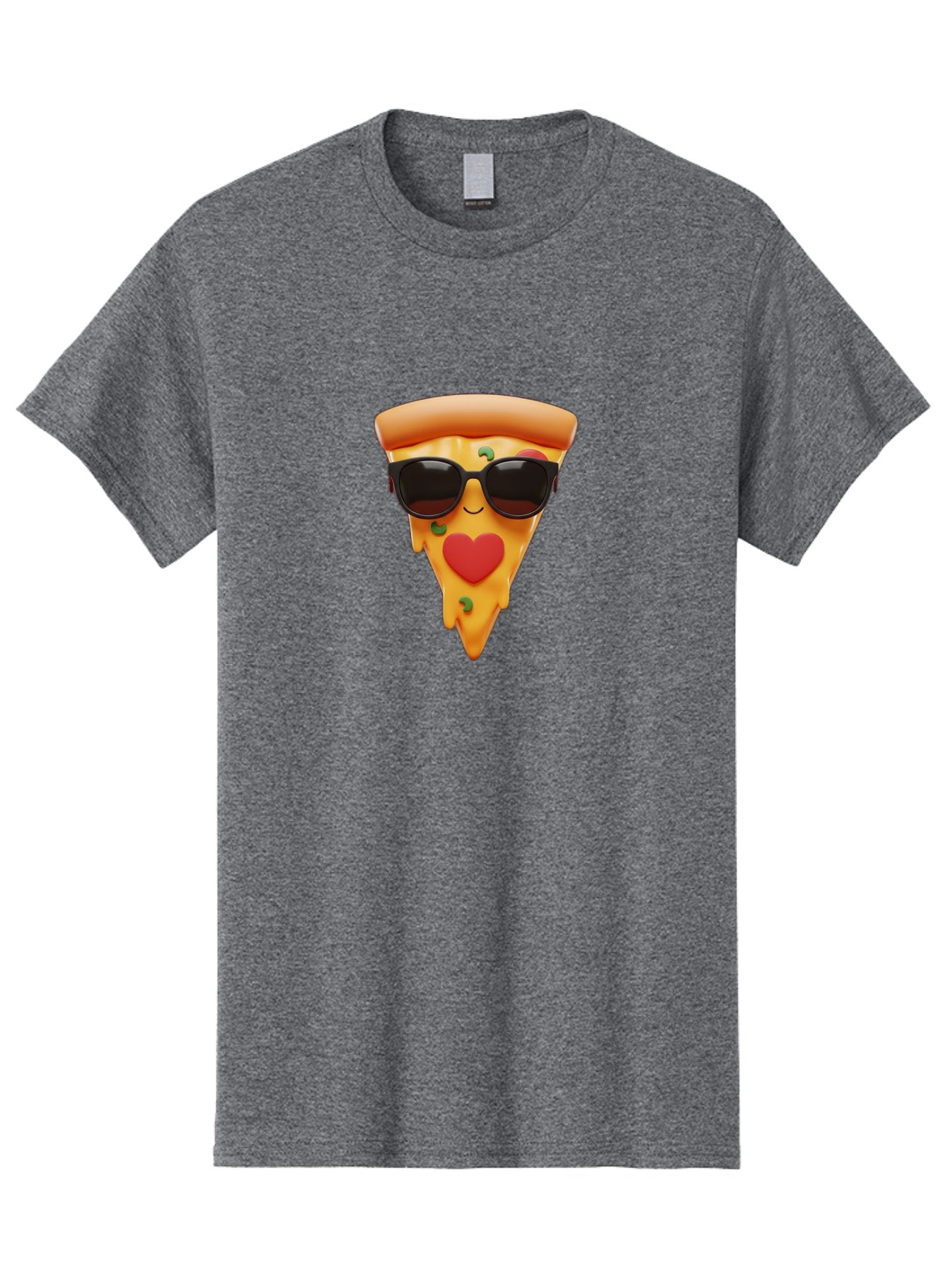 Pizza-Slice-With-Sunglasses Men'S Graphic Tee, 100% Cotton, Comfortable Casual Summer Wear, Machine Washable, Cool Pizza Slice, Sunglasses, Heart-Shaped Mouth, Cartoon Character, Cheesy Goodness, Foodie Fun, Playful Vibe, Tasty Treat, Bac315 15