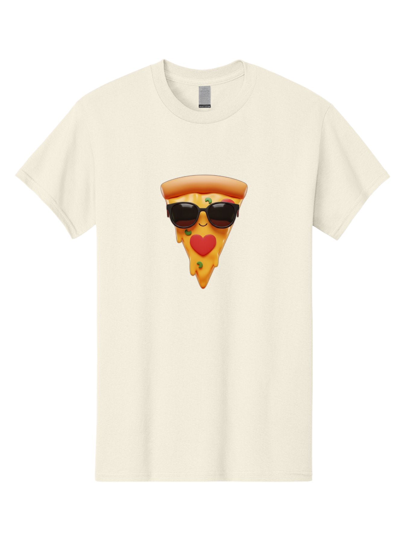 Pizza-Slice-With-Sunglasses Men'S Graphic Tee, 100% Cotton, Comfortable Casual Summer Wear, Machine Washable, Cool Pizza Slice, Sunglasses, Heart-Shaped Mouth, Cartoon Character, Cheesy Goodness, Foodie Fun, Playful Vibe, Tasty Treat, Bac315 7