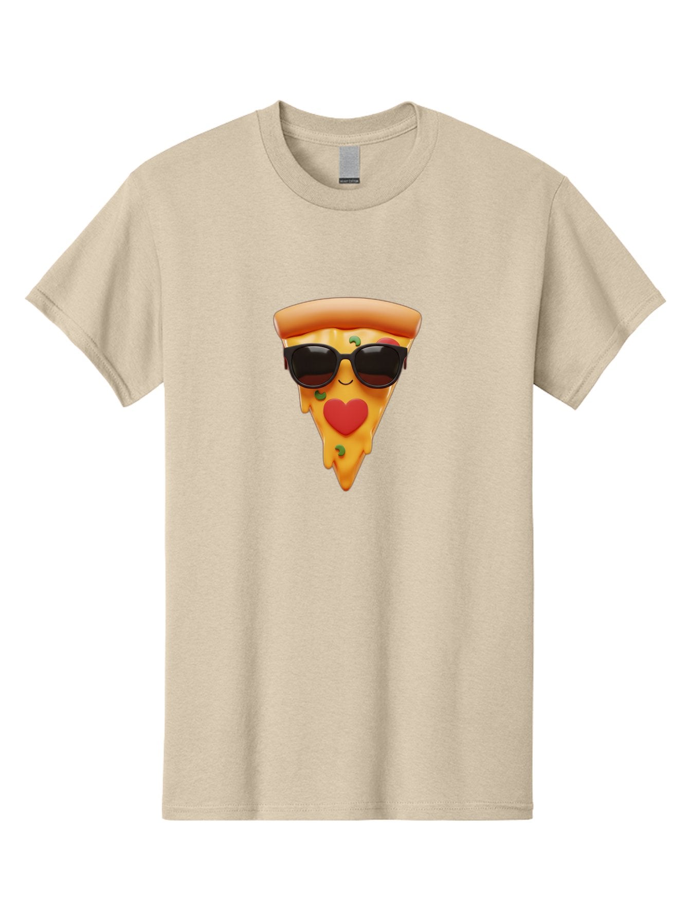 Pizza-Slice-With-Sunglasses Men'S Graphic Tee, 100% Cotton, Comfortable Casual Summer Wear, Machine Washable, Cool Pizza Slice, Sunglasses, Heart-Shaped Mouth, Cartoon Character, Cheesy Goodness, Foodie Fun, Playful Vibe, Tasty Treat, Bac315 12