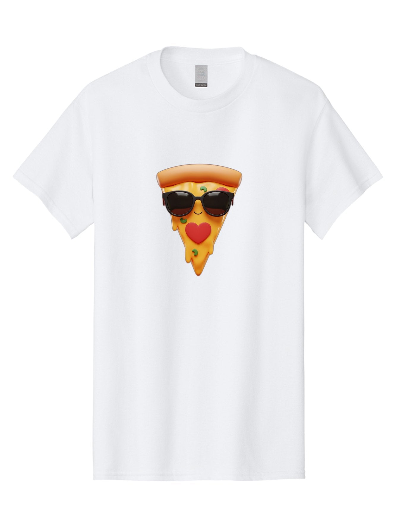 Pizza-Slice-With-Sunglasses Men'S Graphic Tee, 100% Cotton, Comfortable Casual Summer Wear, Machine Washable, Cool Pizza Slice, Sunglasses, Heart-Shaped Mouth, Cartoon Character, Cheesy Goodness, Foodie Fun, Playful Vibe, Tasty Treat, Bac315 14